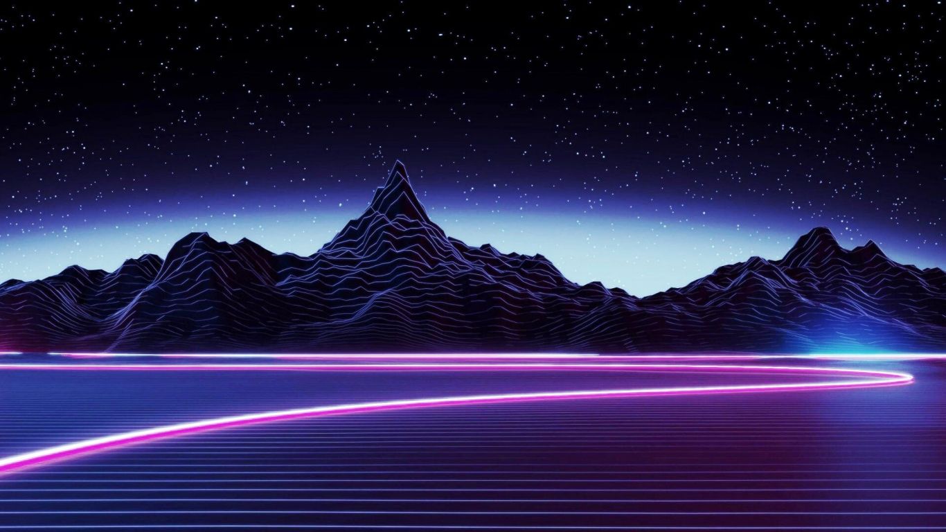 Free download Desktop Neon Mountain Wallpaper Dark Aesthetic
