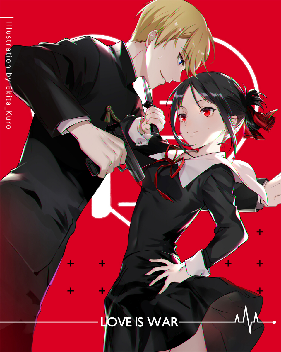 Shinomiya and Shirogane (art by Ekita玄), Kaguya_sama. Anime