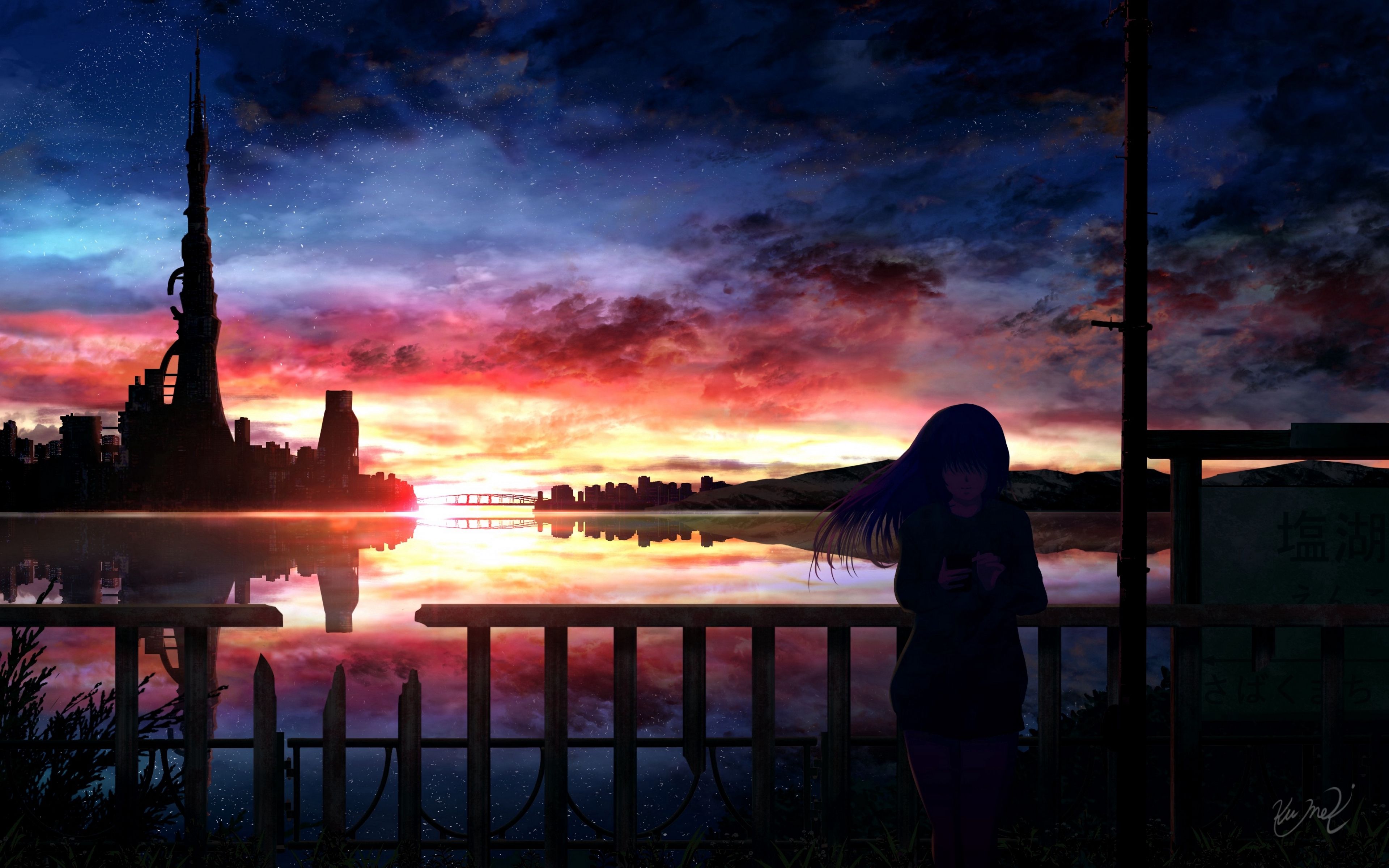 2560x1080 Anime Girl In Sunset 2560x1080 Resolution Wallpaper, HD