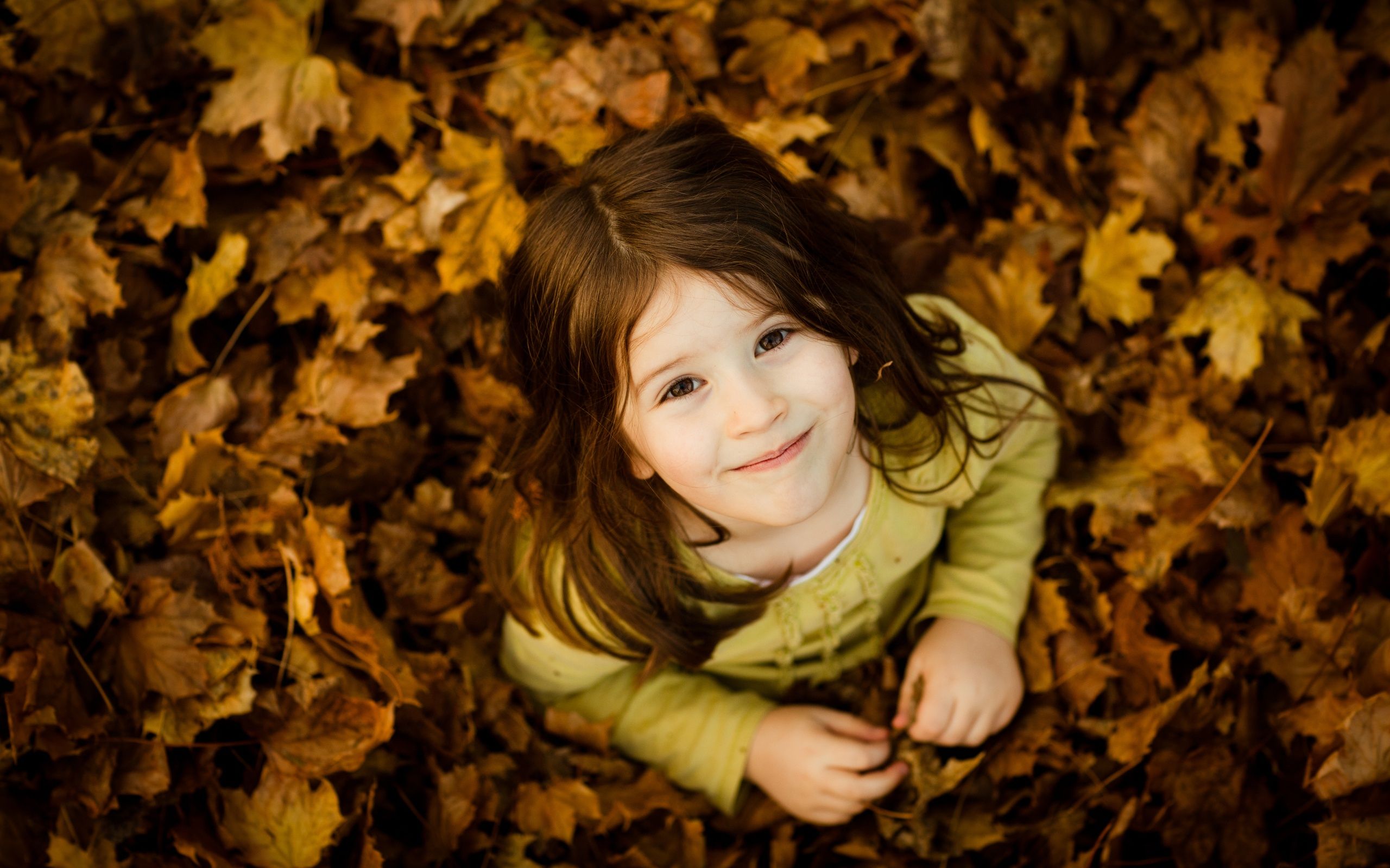 Cute Girl on Leaves