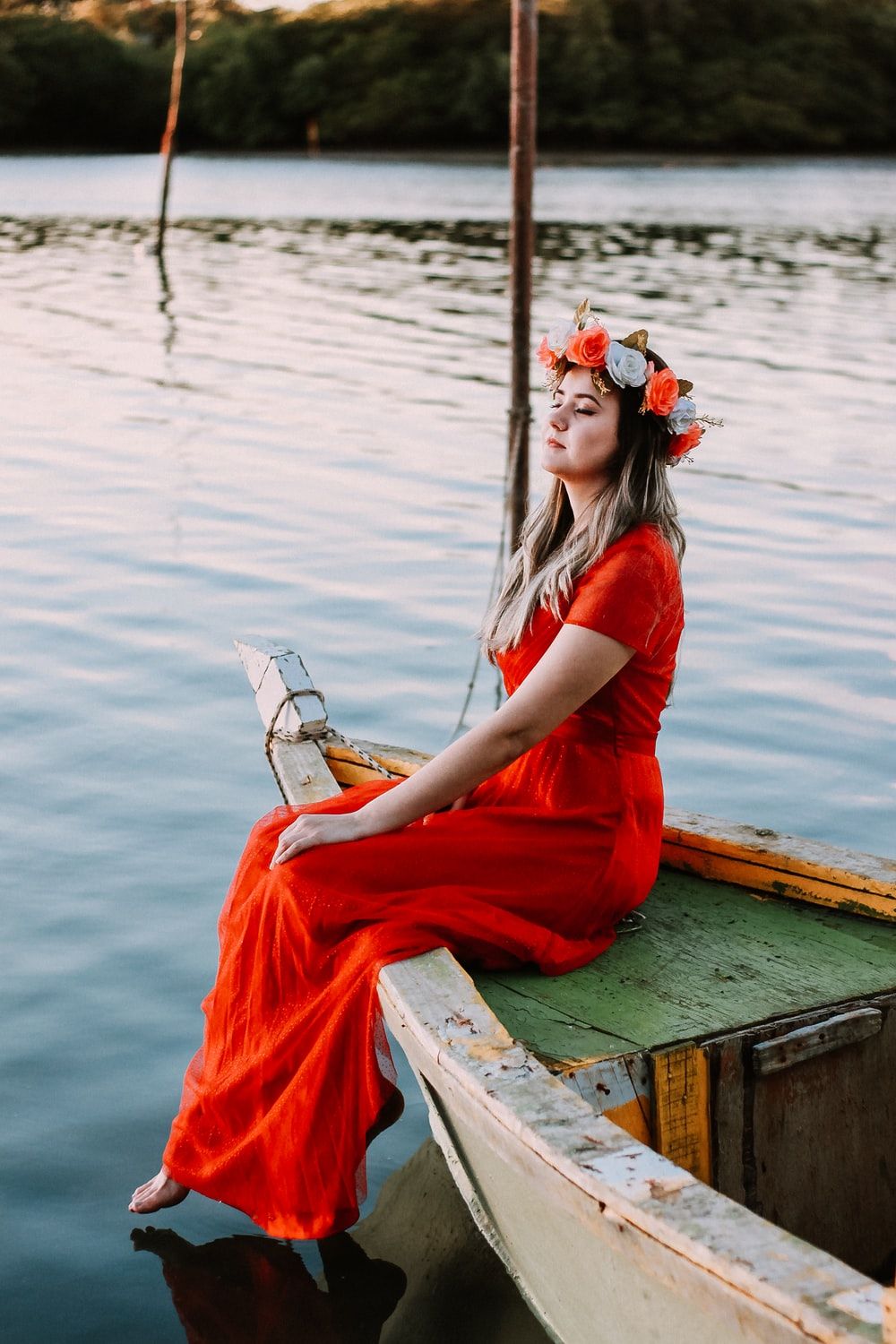 Woman On Boat Picture. Download Free Image