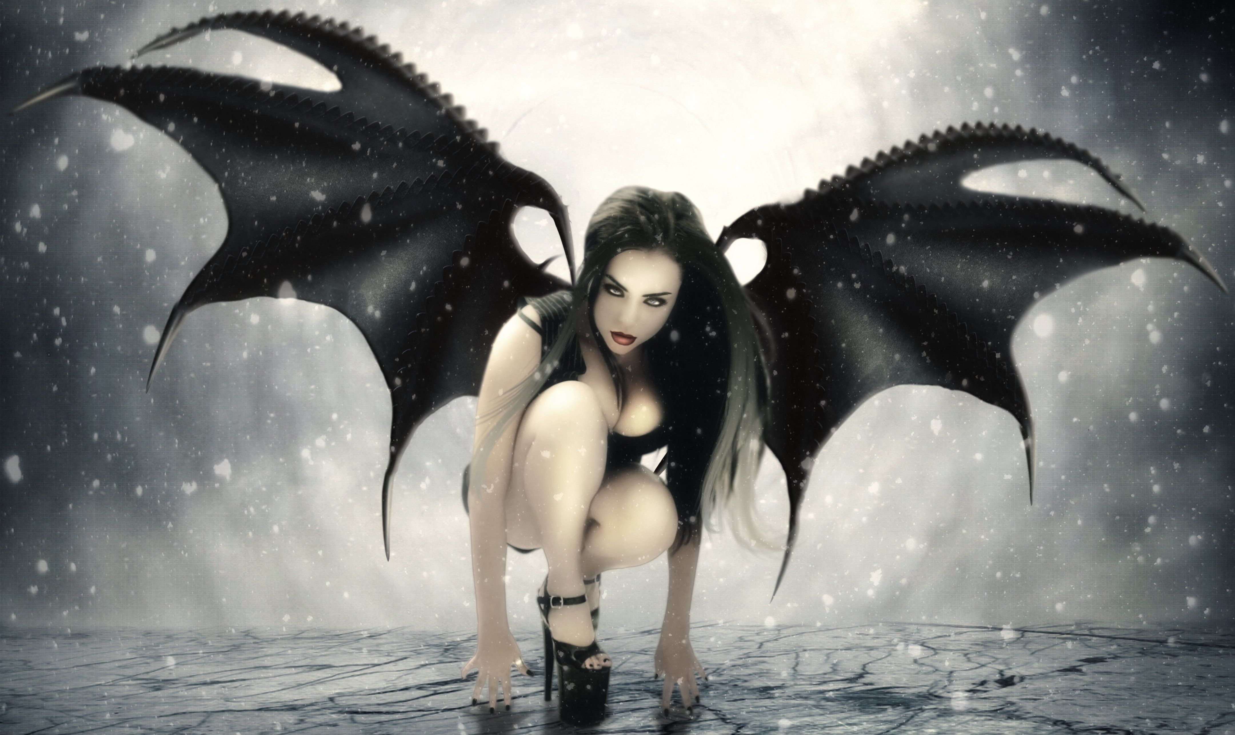 Art jennifer gelinas black fantasy wings girl demon gothic dark
