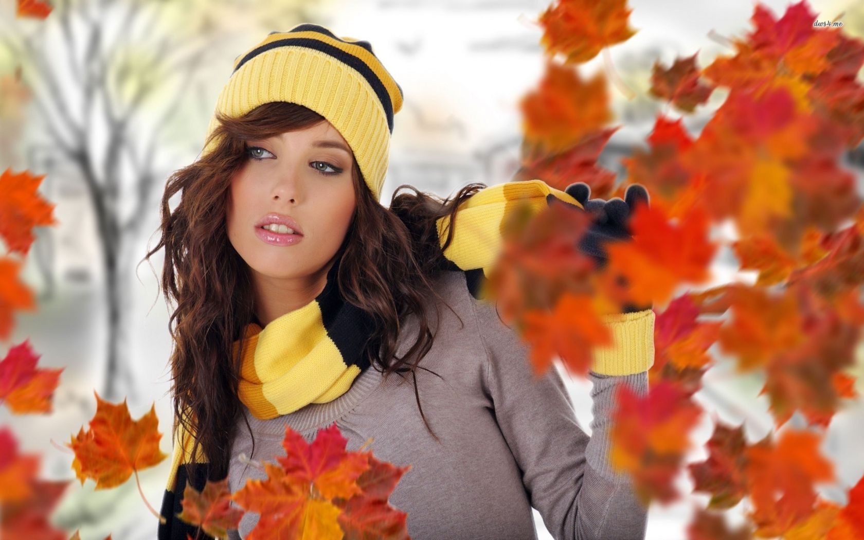 Girl And Leaves Wallpapers Wallpaper Cave