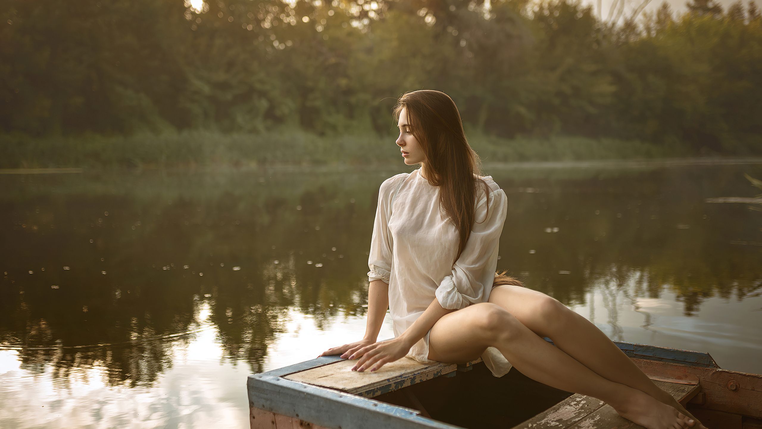 Girl Boat Evening Photography 4k 1440P Resolution HD 4k