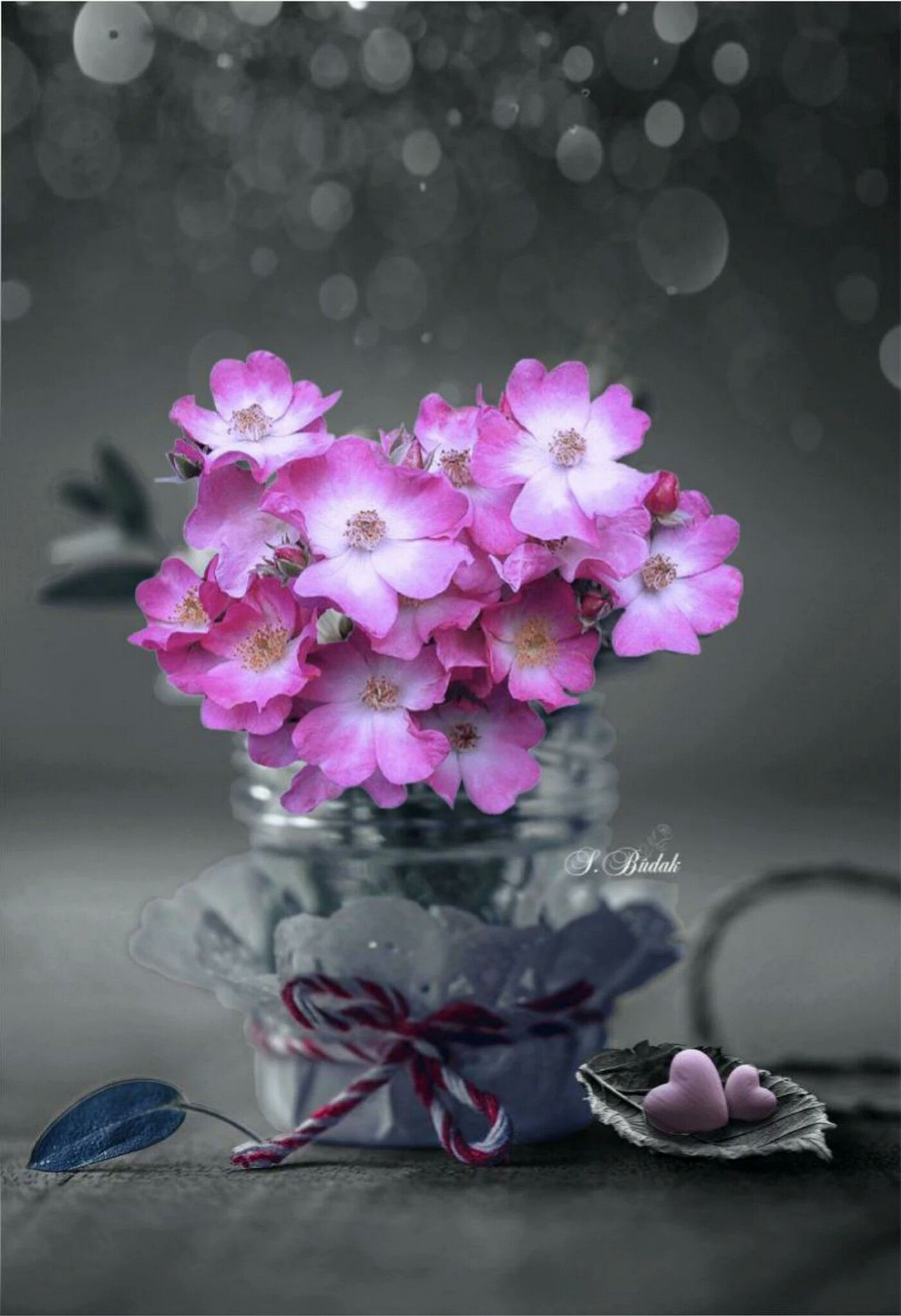 With all my love. Black and white flowers, Flower art