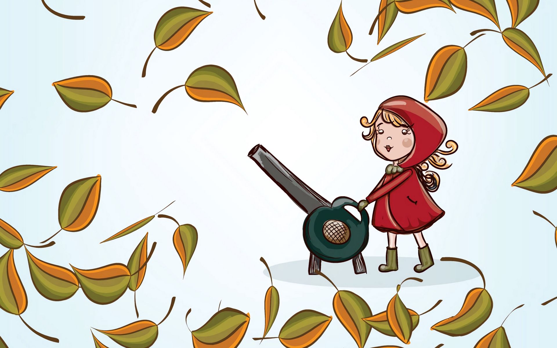 Download wallpaper 1920x1200 girl, leaves, autumn, vector
