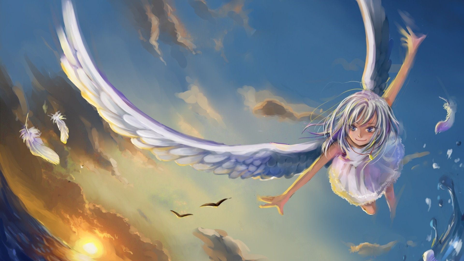 Free download Angel Anime Girl Wings Flight [1920x1200]