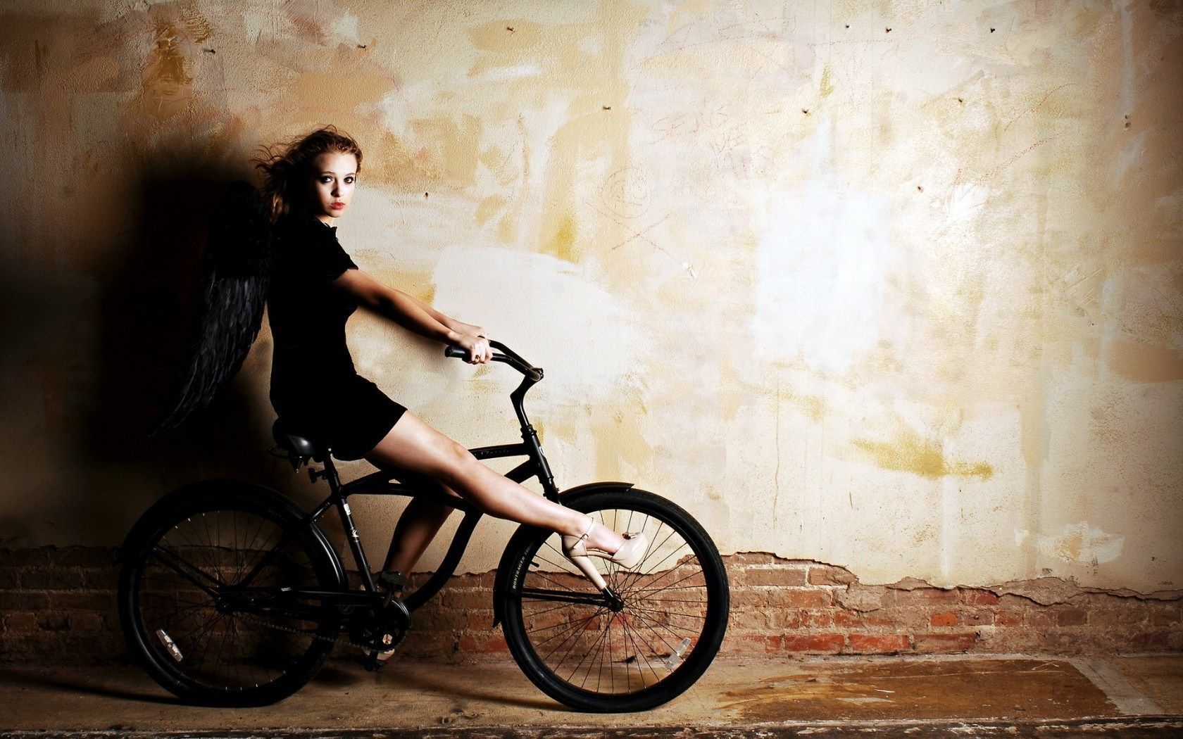 Girl In Black Bicycle HD Wallpaper. Black bicycle, Bicycle