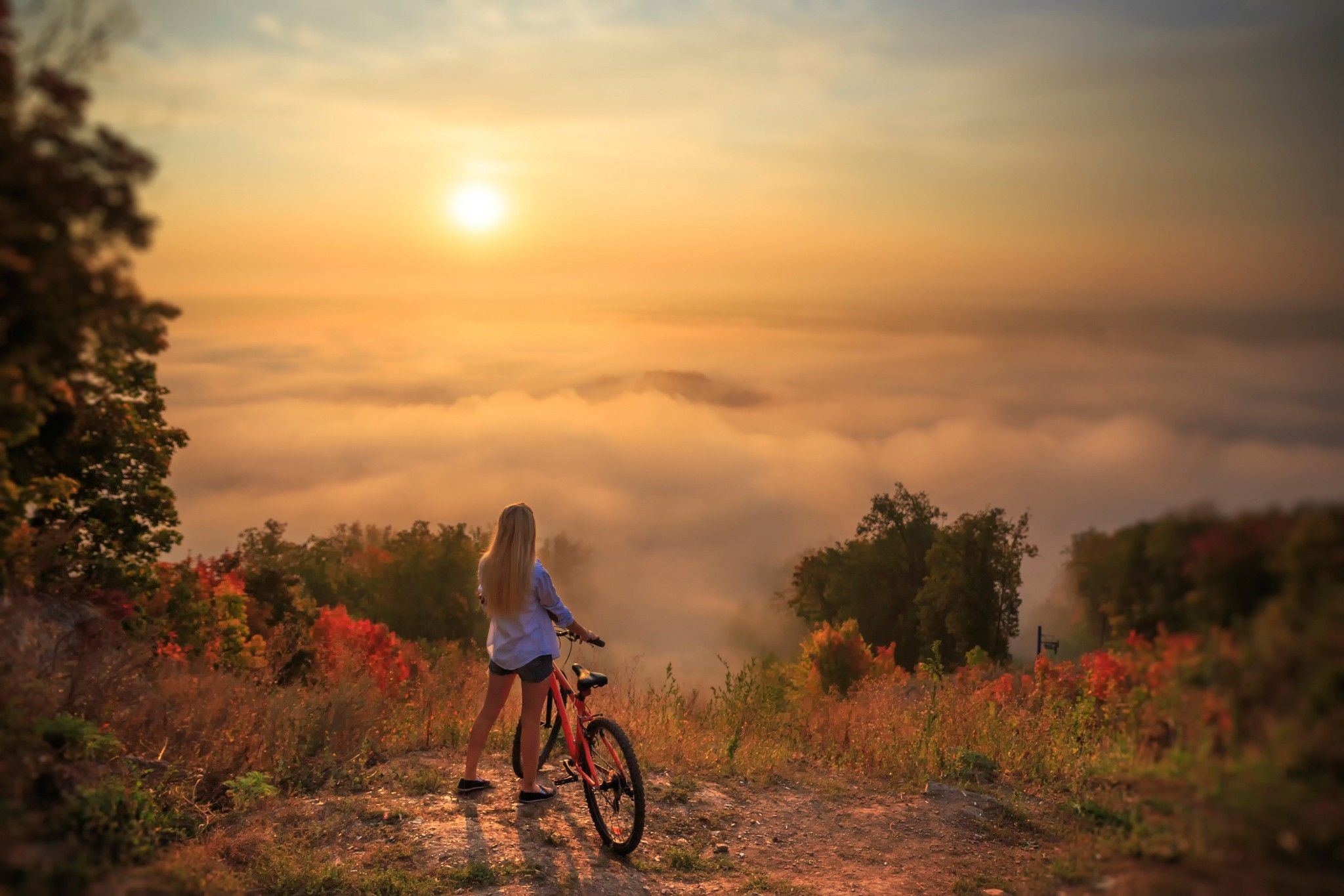 #nature, #women, #landscape, #bicycle, wallpaper. People