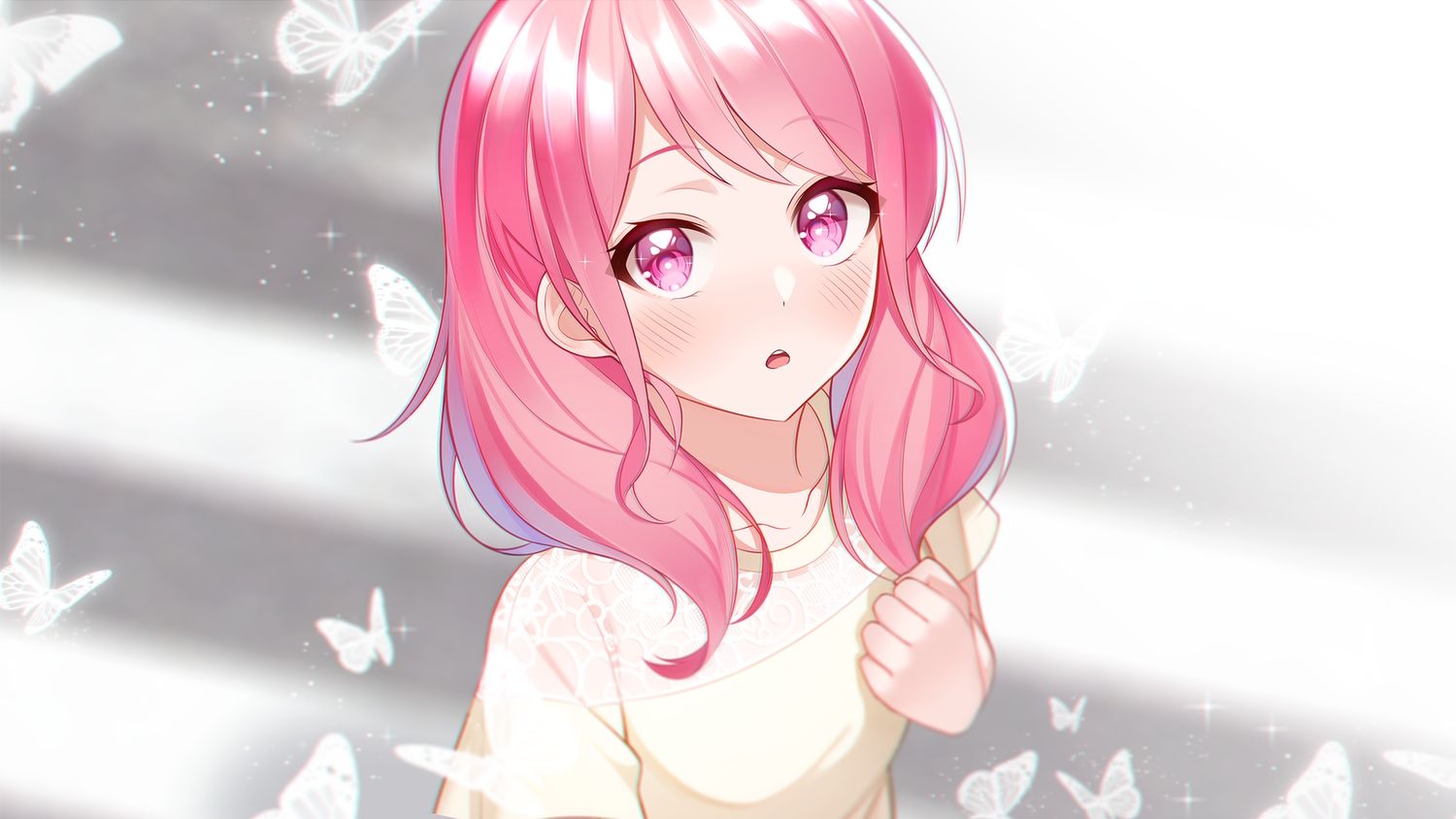 3. Anime girl with pink hair and blue eyes - wide 10