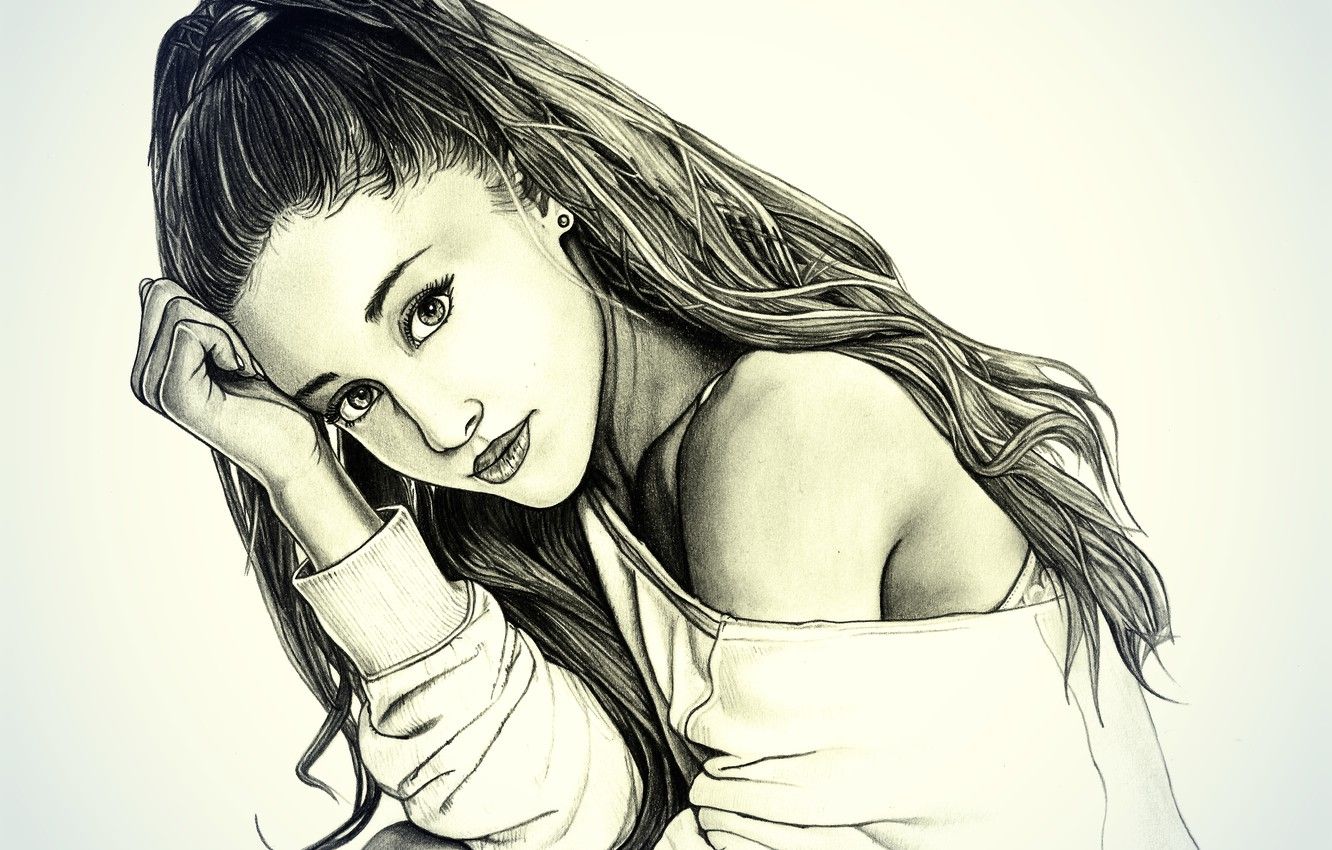 Wallpaper figure, portrait, pencil, Ariana Grande image