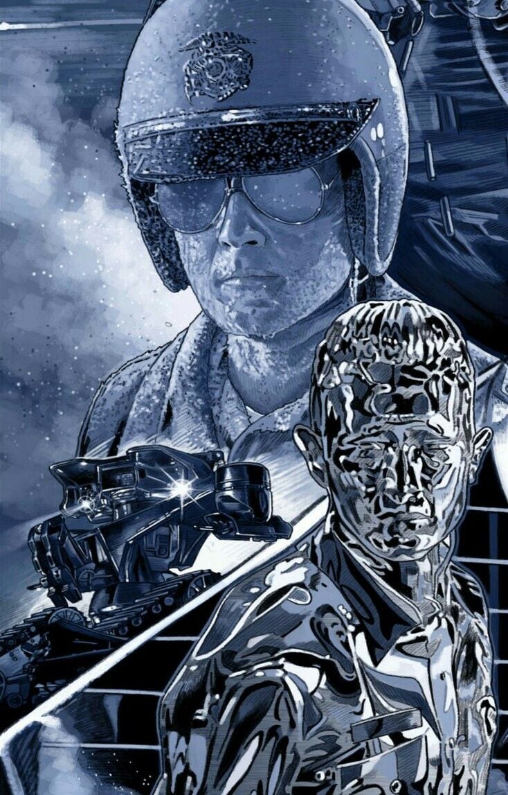 TERMINATOR 2 DAY .T 1000 Robert Patrick Villan Fan Art Repin. Terminator Movies, Terminator, Movie Art