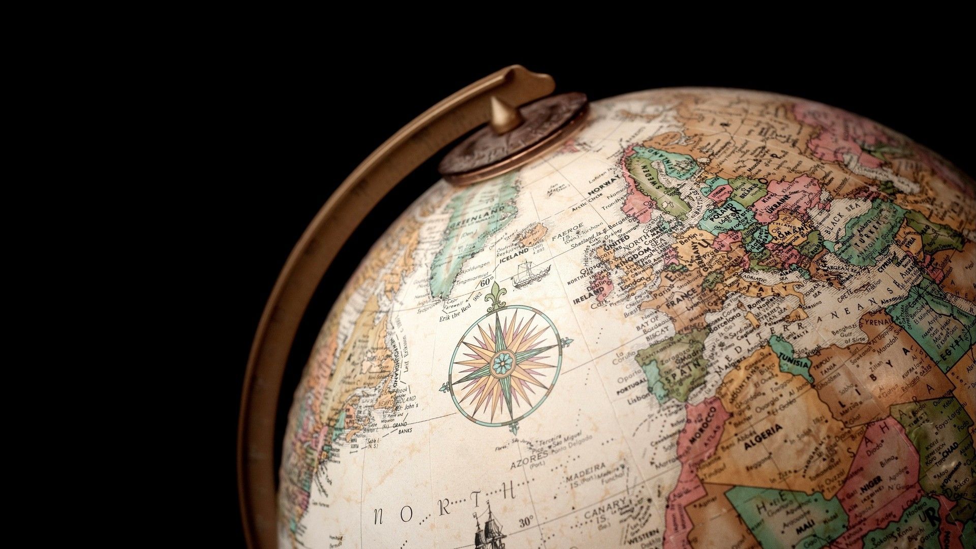 Hd Wallpaper Maps World Map Old Globe With Countries 1920x1080