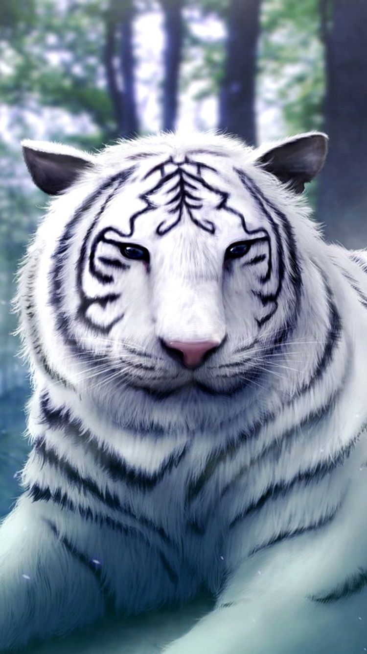 Wizard Girl With The White Tiger 750x1334 IPhone 8 7 6 6S