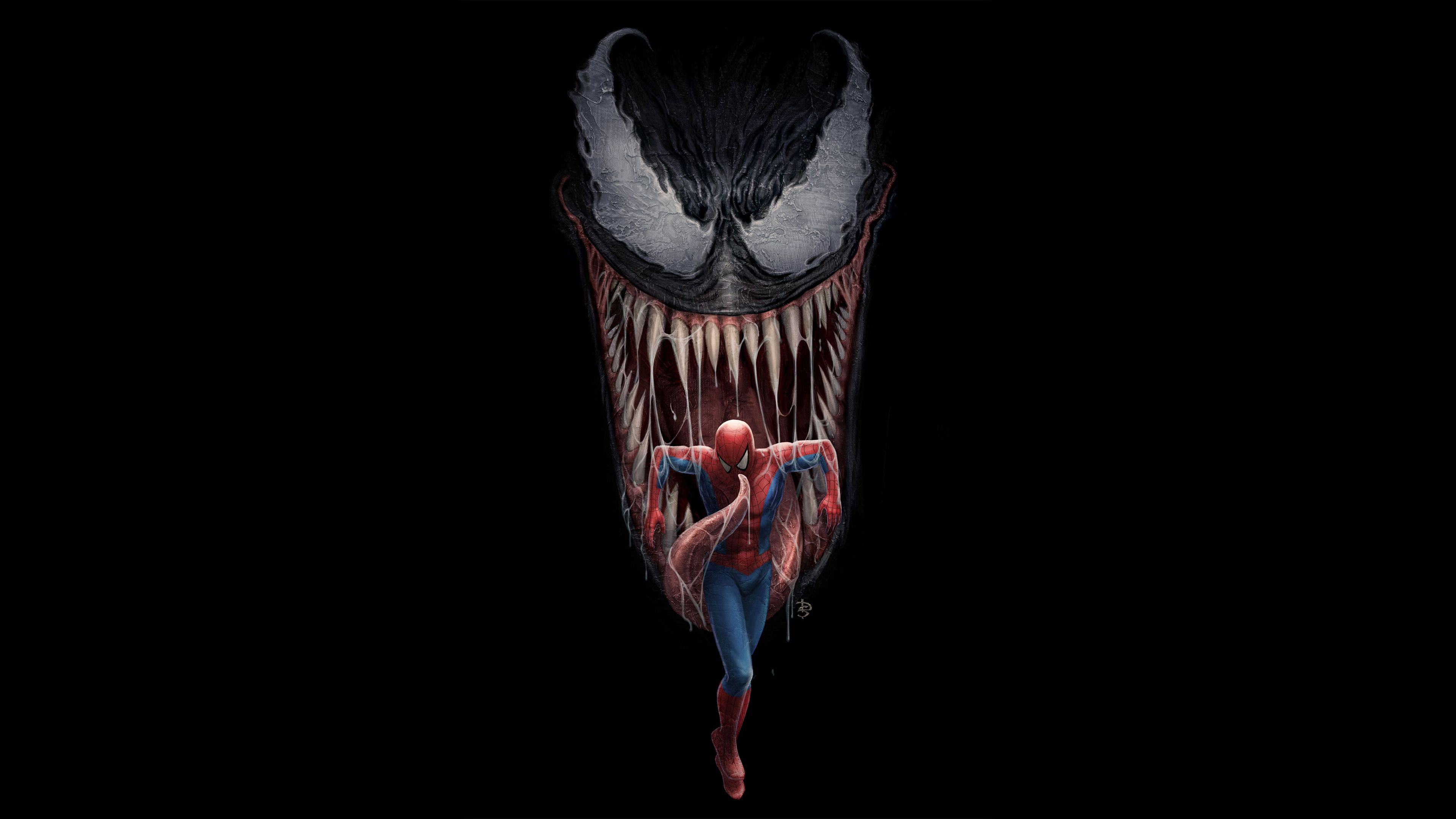 Spiderman And Venom Artwork, HD Superheroes, 4k Wallpaper, Image