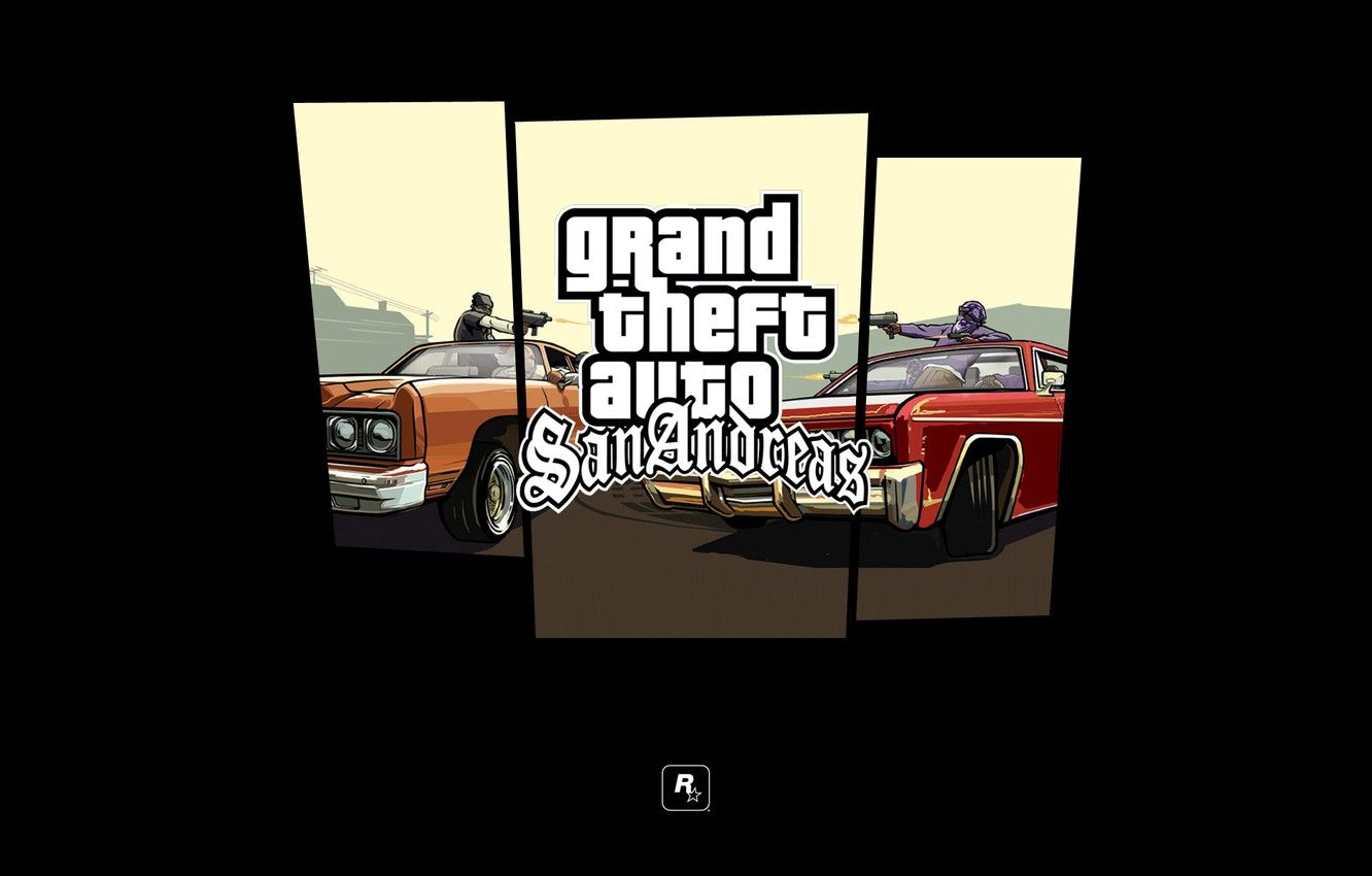 Wallpaper machine, logo, shooting, GTA, Rockstar, Grand Theft Auto