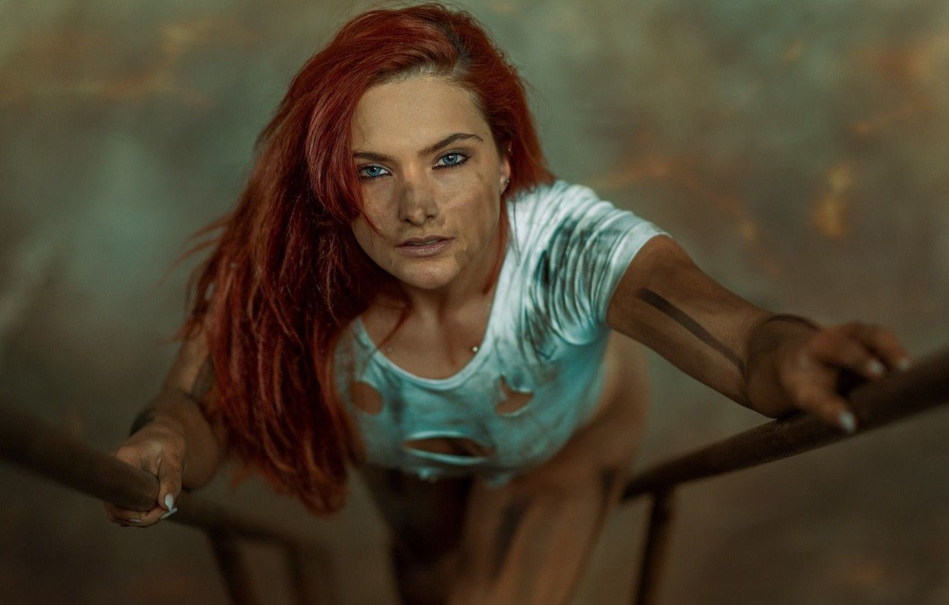 Wallpaper look, girl, face, hair, Mara Jade, grimy, PixelFun