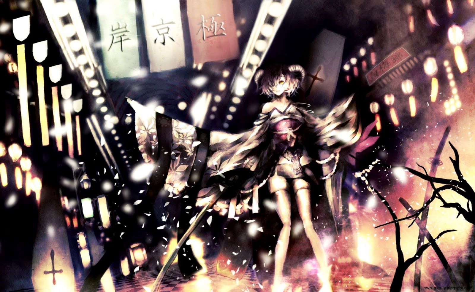 Anime Girl Evil Demon With Sword Wallpaper