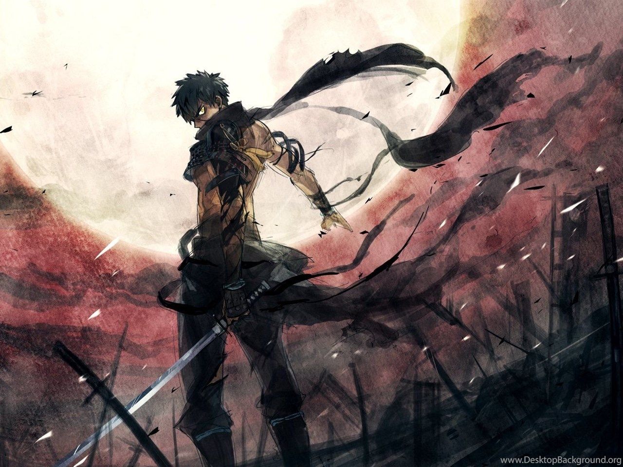 Touken Ranbu Anime Game Character Sword War Warrior Wallpaper