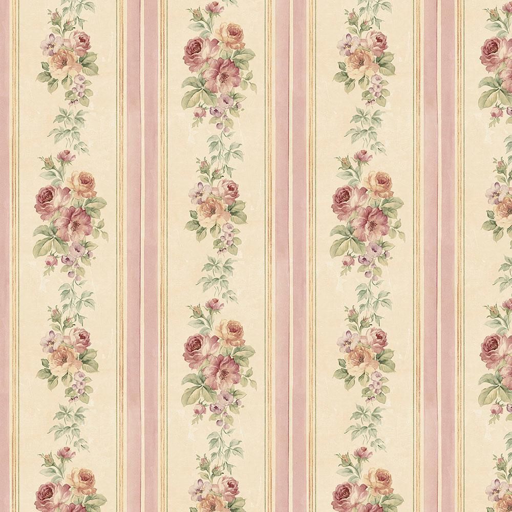 Norwall Small Rose Stripe Wallpaper CG28802. Striped wallpaper