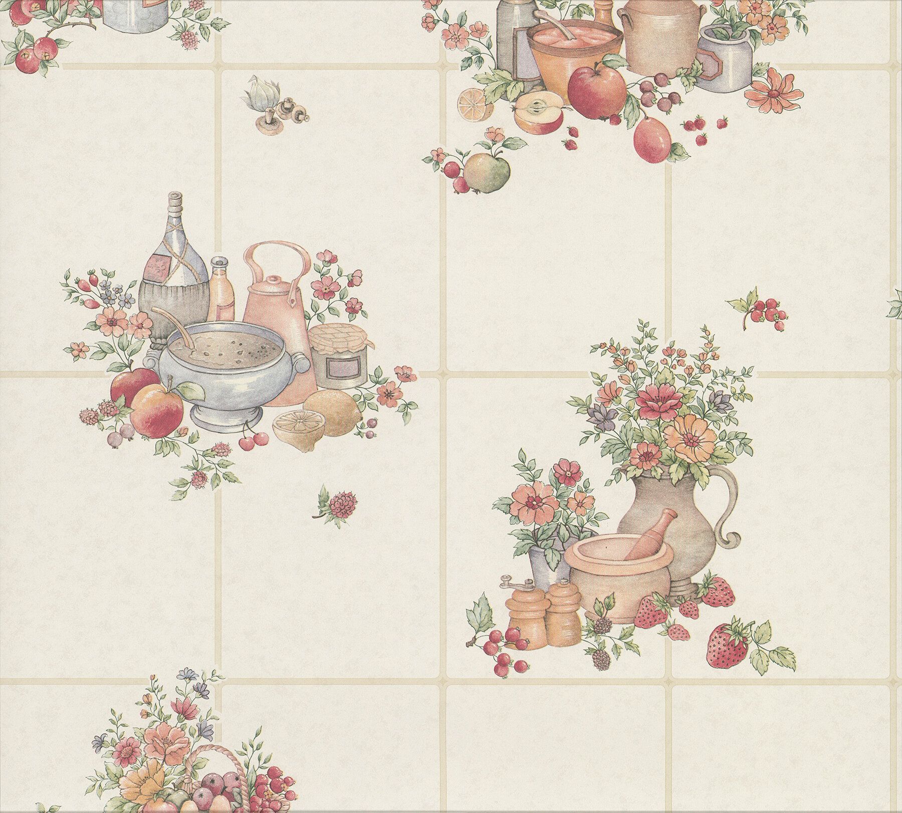 August Grove Giada Fruit Basket Tile 33' L x 20.5 W Wallpaper