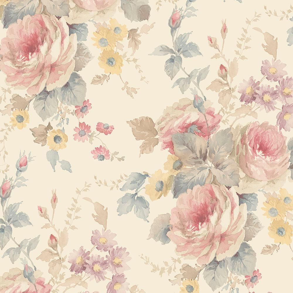 Norwall La Rosa Wallpaper RG35726. Vintage floral wallpaper