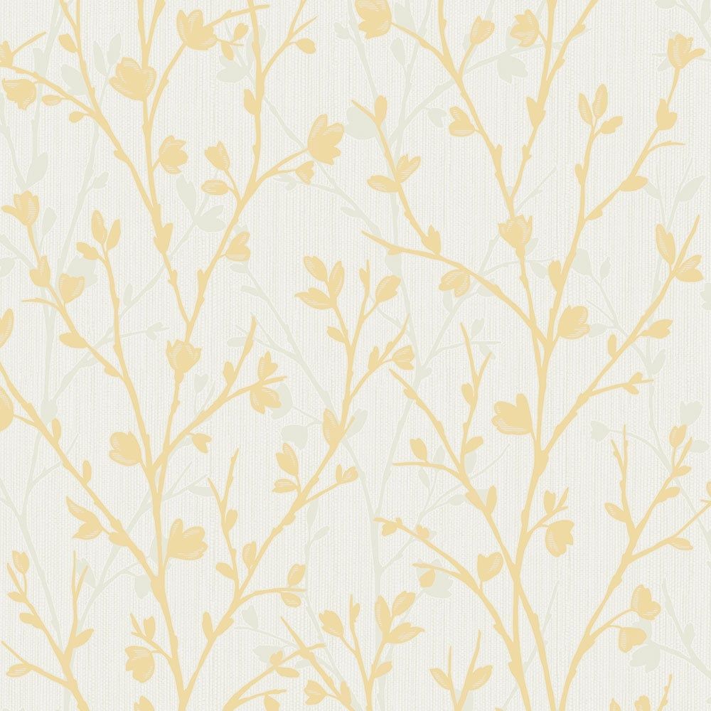 Twiggy Floral Wallpaper Yellow from I Love Wallpaper UK