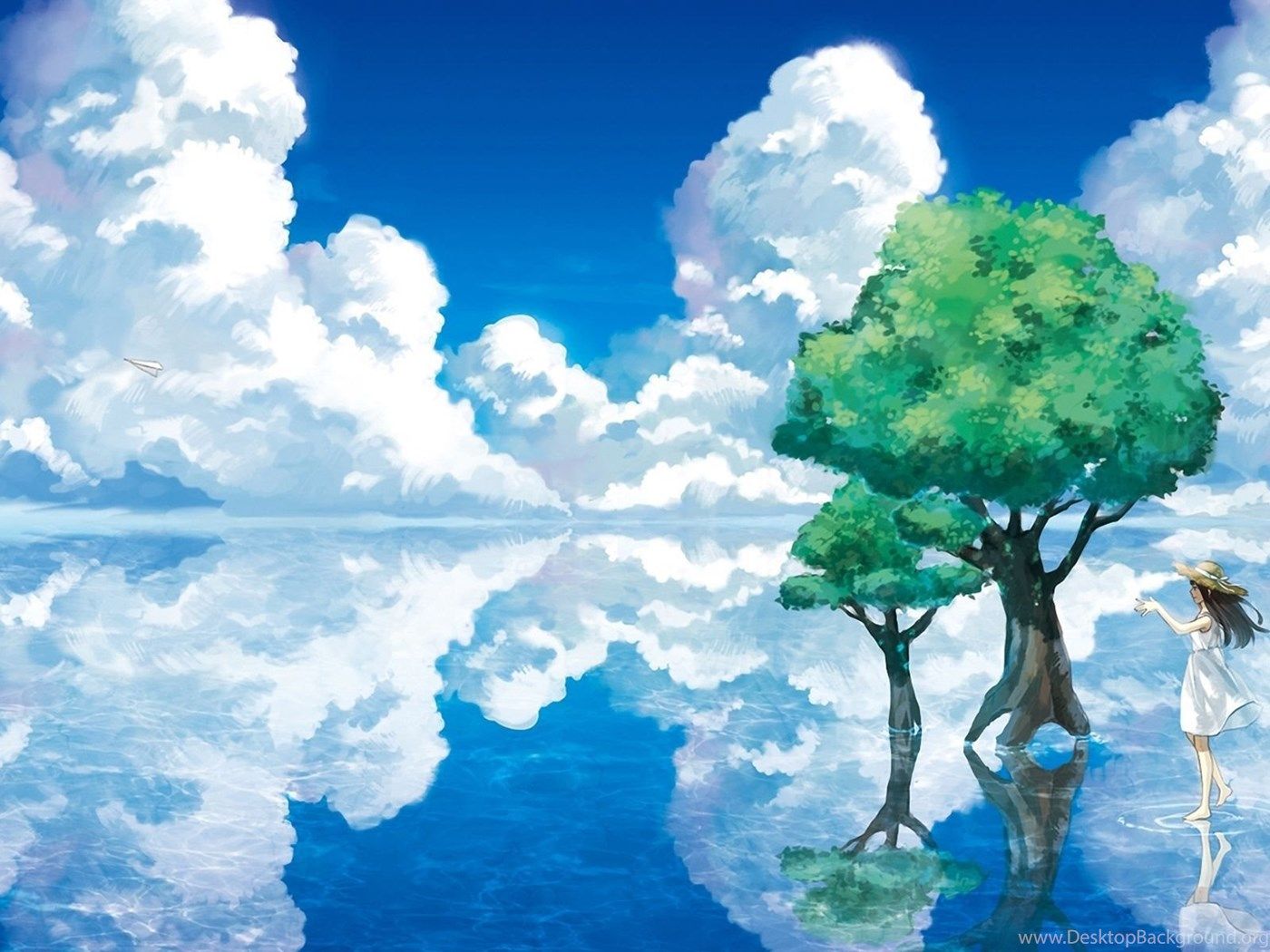 Blue Sky Anime Scenery Wallpaper Desktop Background