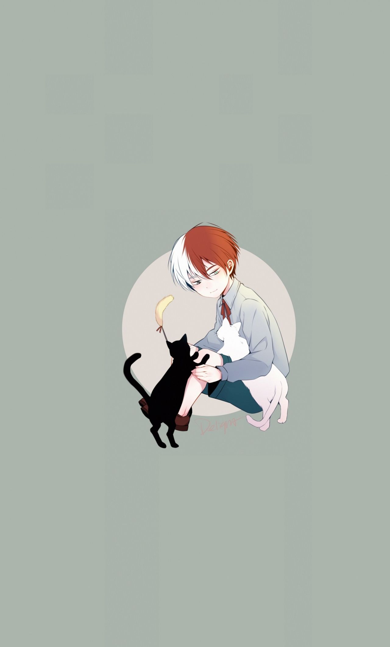 Download Cute, kid, Shouto Todoroki and kittens, art wallpaper, 1280x iPhone 6 Plus