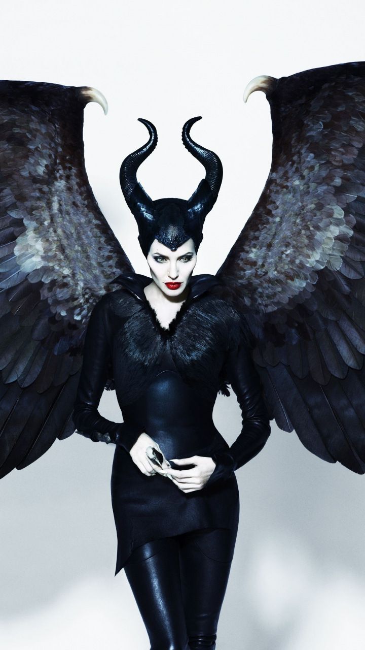 fearsome wallpaper Maleficent, Angelina Jolie, witch, wings, movie