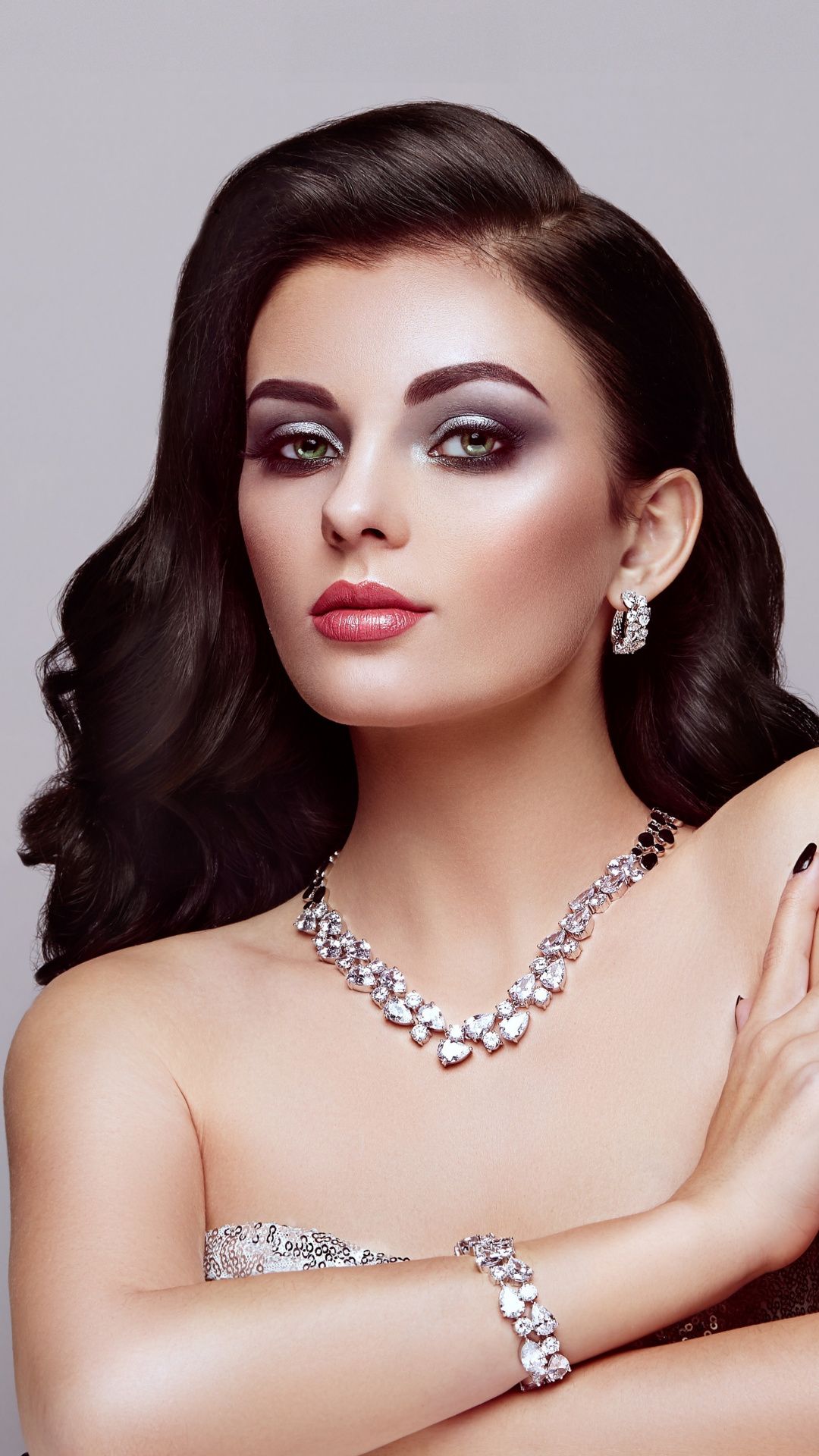 Model, makeup, wearing jewellery, beautiful, 1080x1920 wallpaper