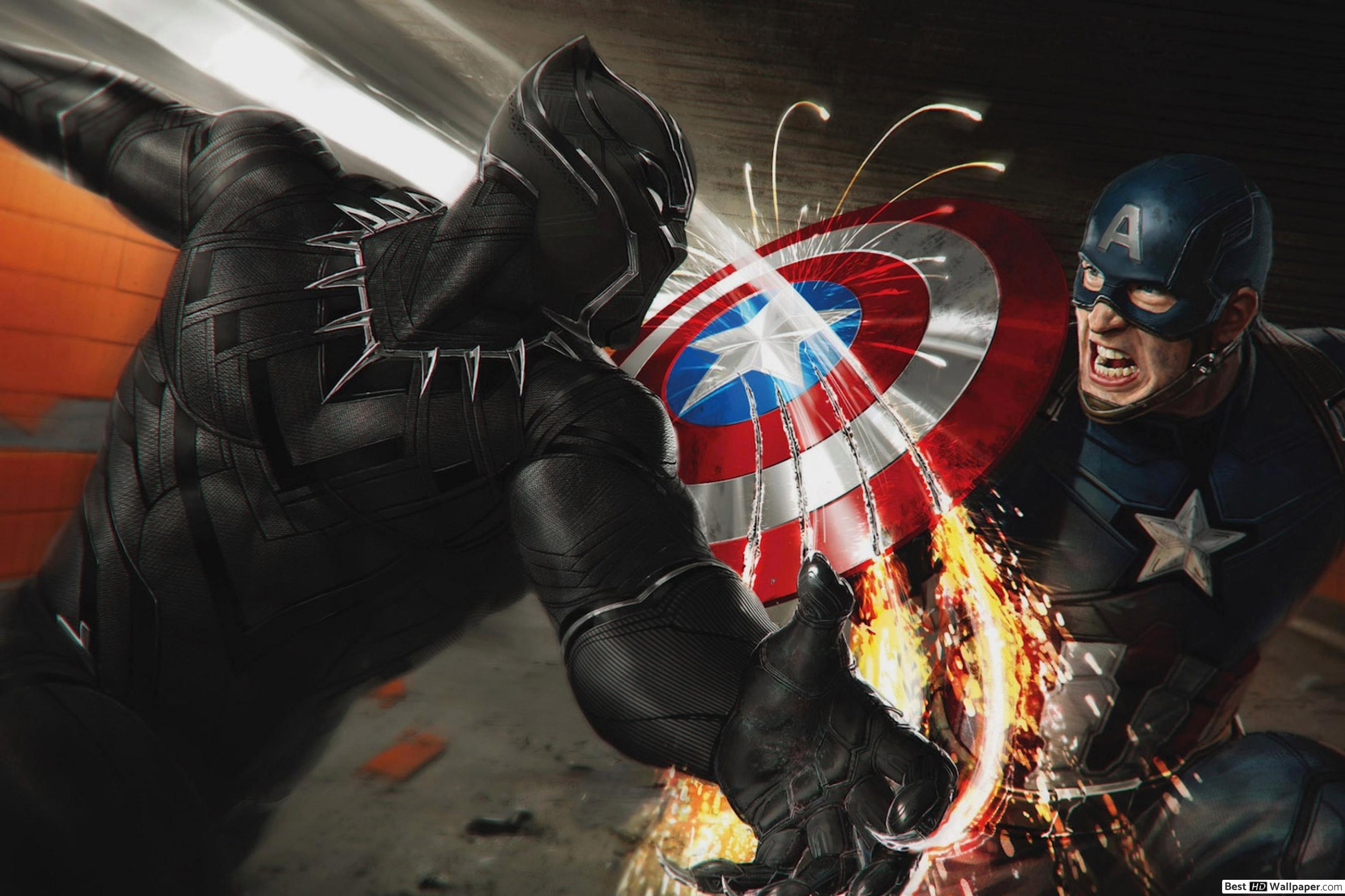 Avengers: Black Panther vs. Captain America HD wallpaper download