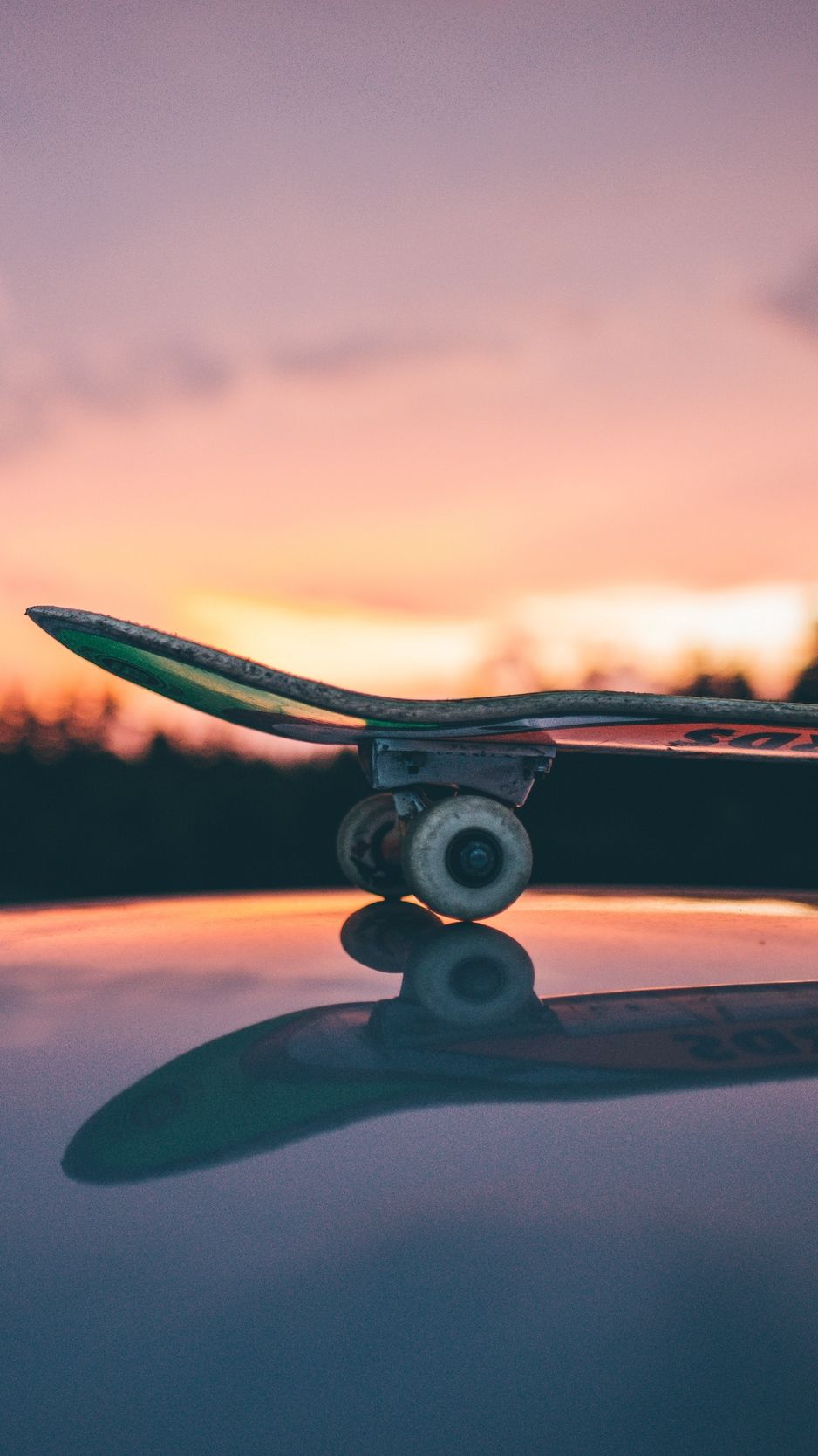 Download Wallpaper 938x1668 Skateboard, Sunset, Sky Iphone 8 7 6s