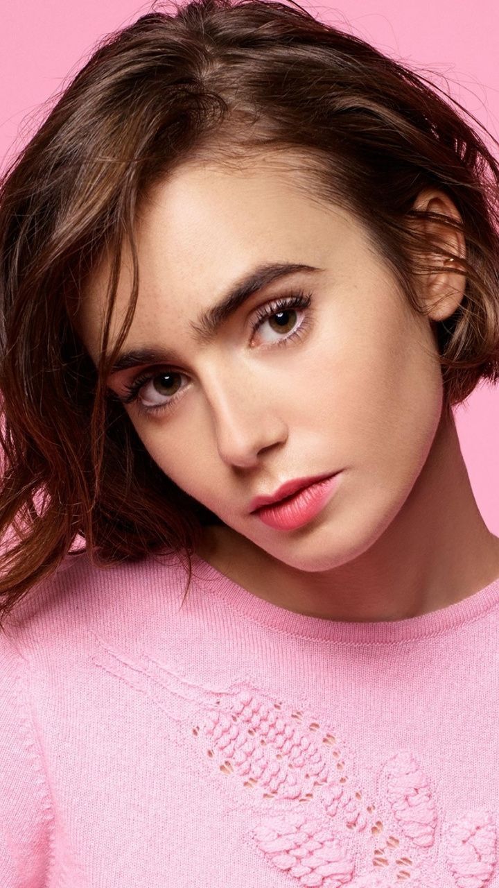Short hair, beautiful and pretty, actress, Lily Collins, 720x1280