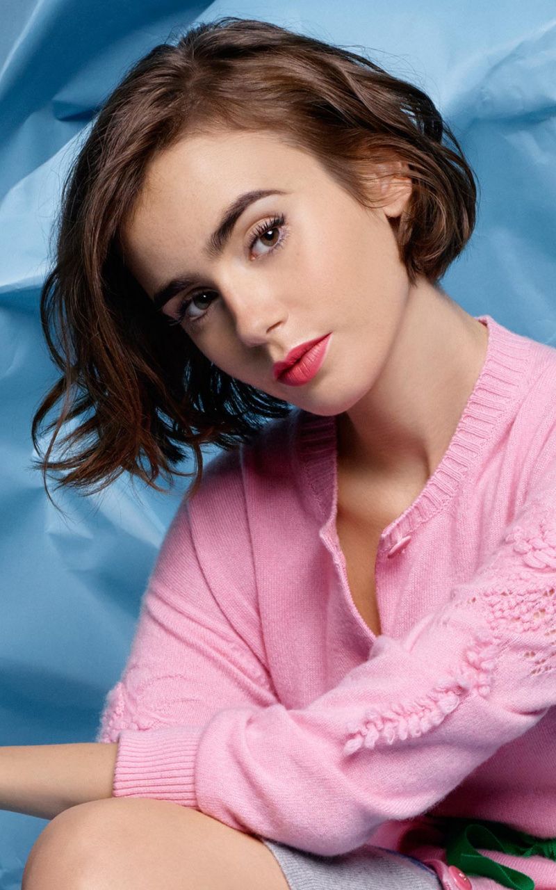 Download Beautiful, juicy lips, actress, Lily Collins wallpaper