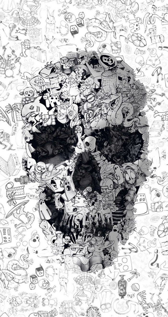 Doodle skull (con imágenes). Fondos de pantalla calaveras, Fondos