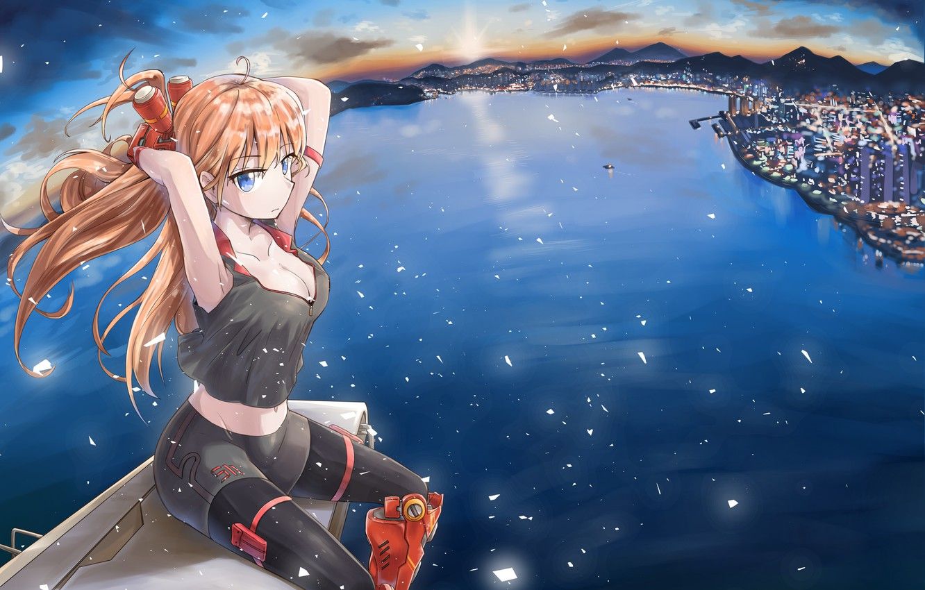 Wallpaper sea, girl, anime, art image for desktop, section арт