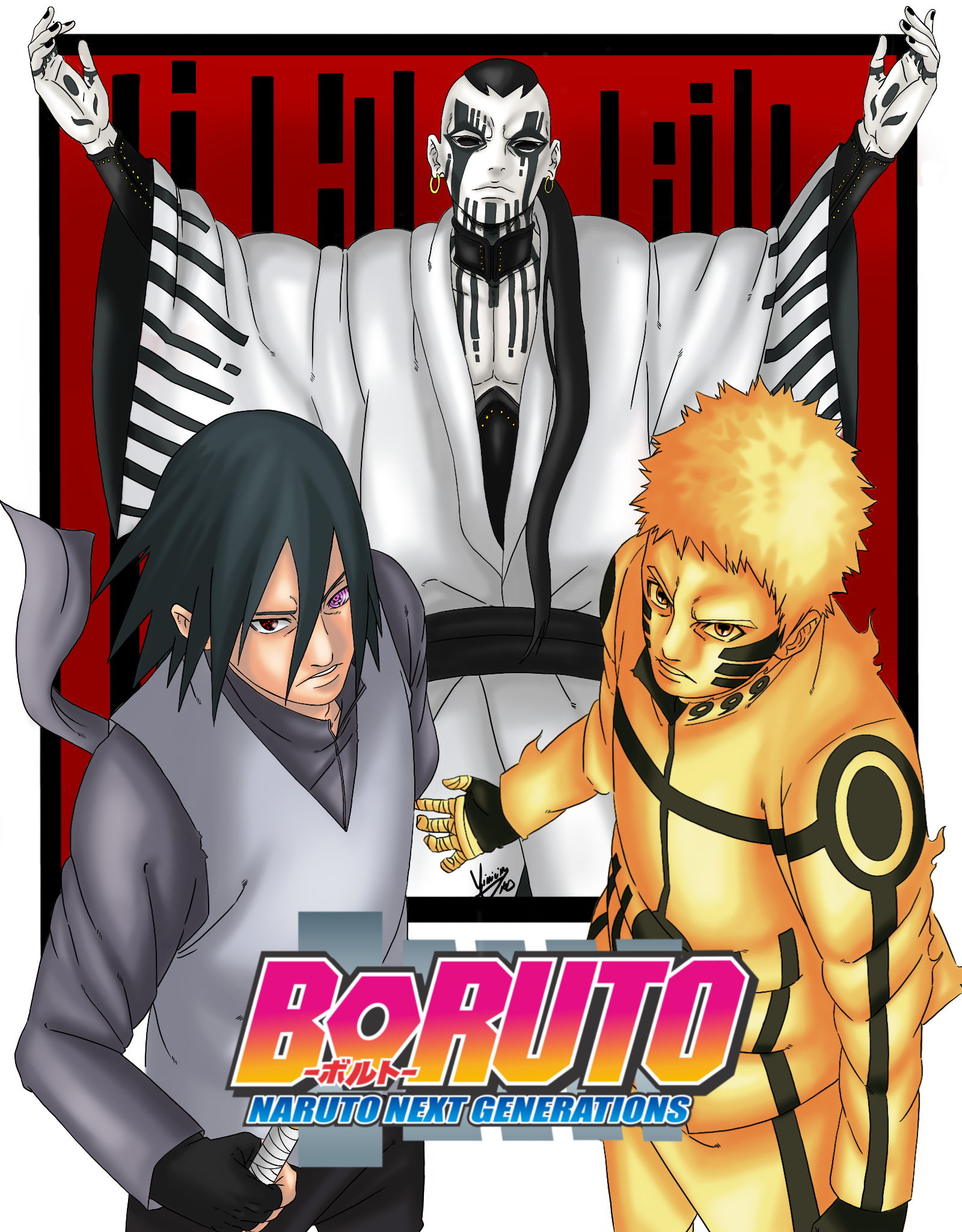 Naruto and Sasuke vs jigen, cover mangá style.I imagine that