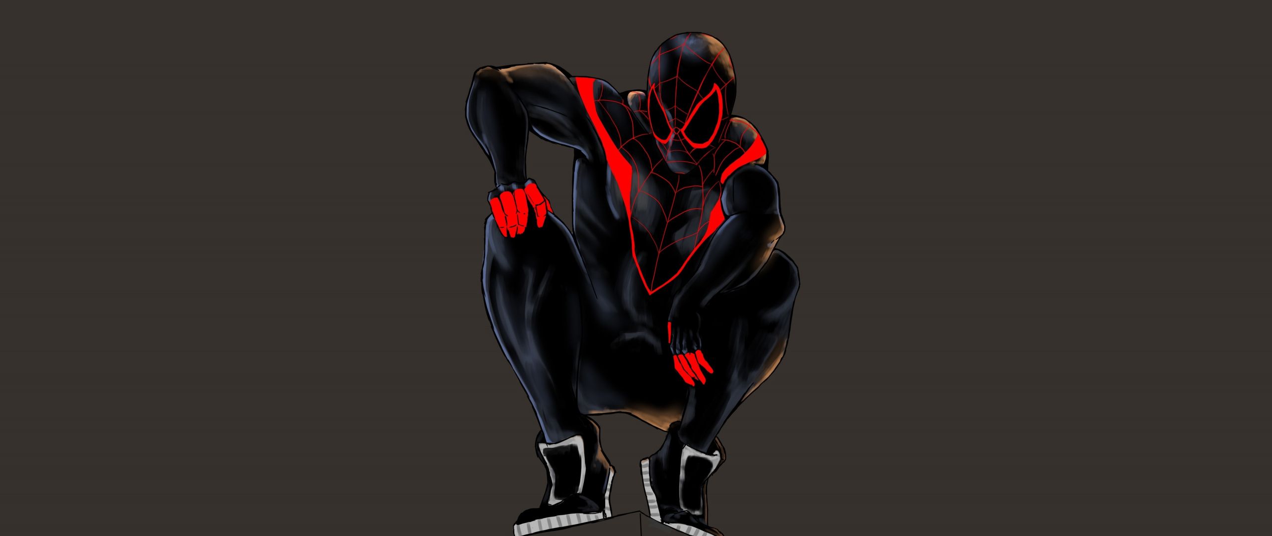 Download 2560x1080 Wallpaper Black, Spider Man, Minimal, Artwork