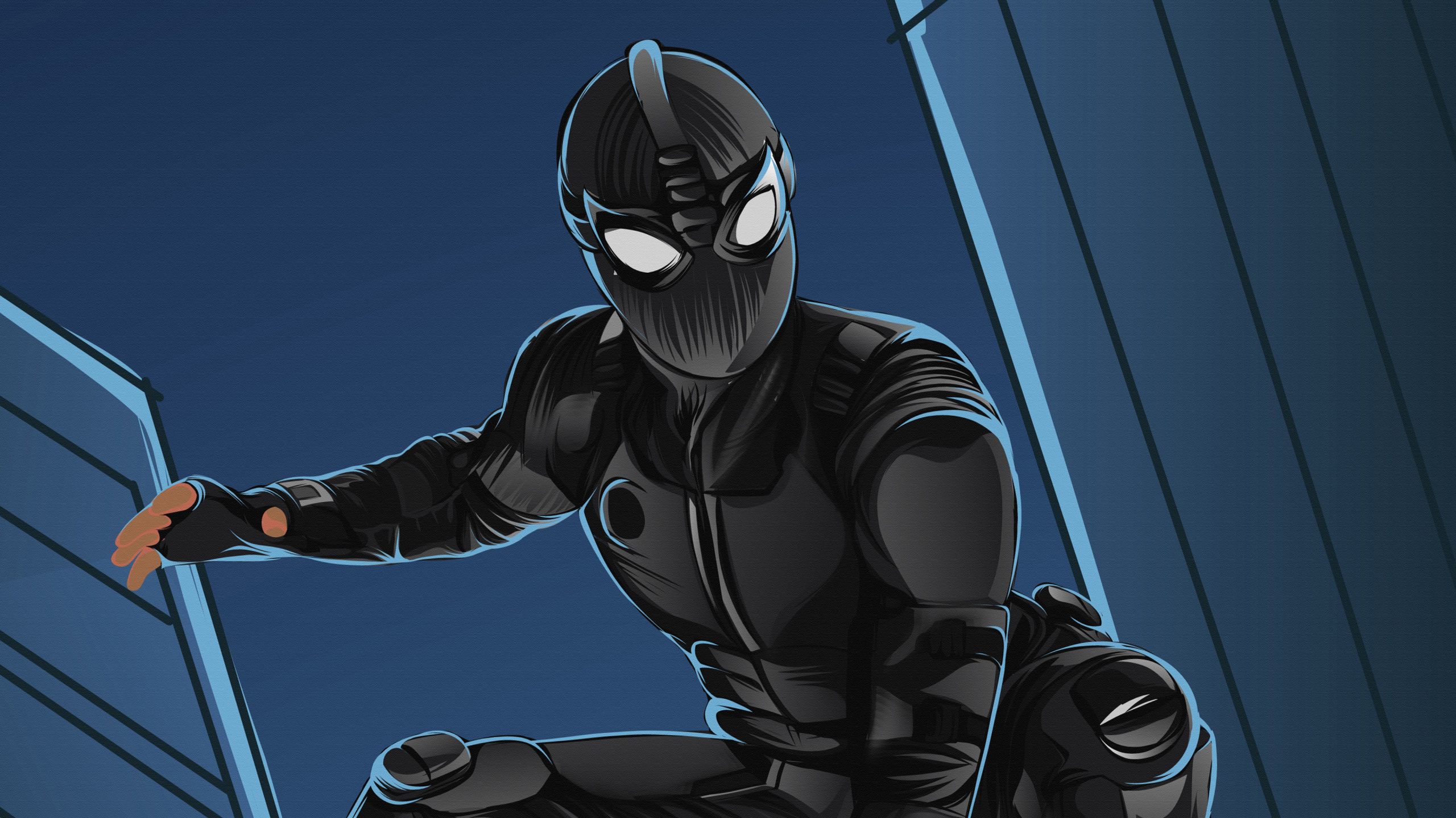 Black Spider Suit In Spider Man Far From Home 1440P