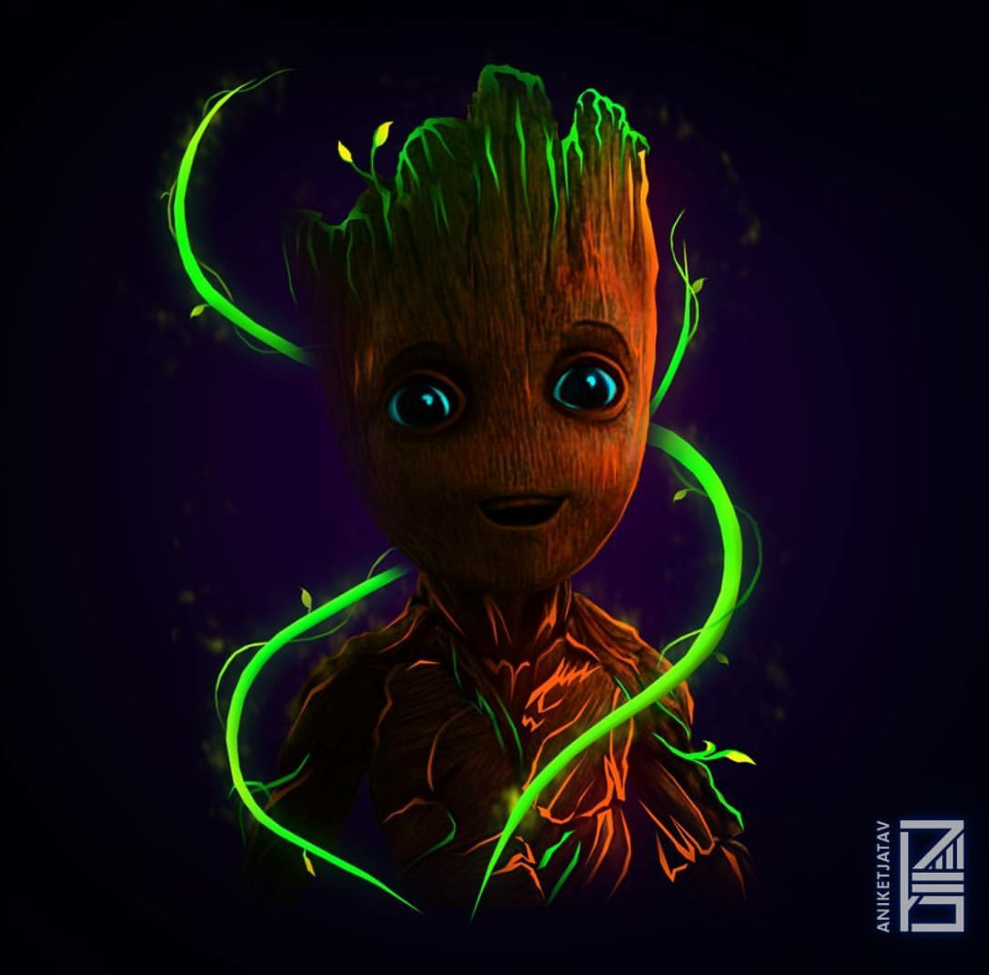 Neon Groot. We are Groot!. Dibujos marvel, Arte
