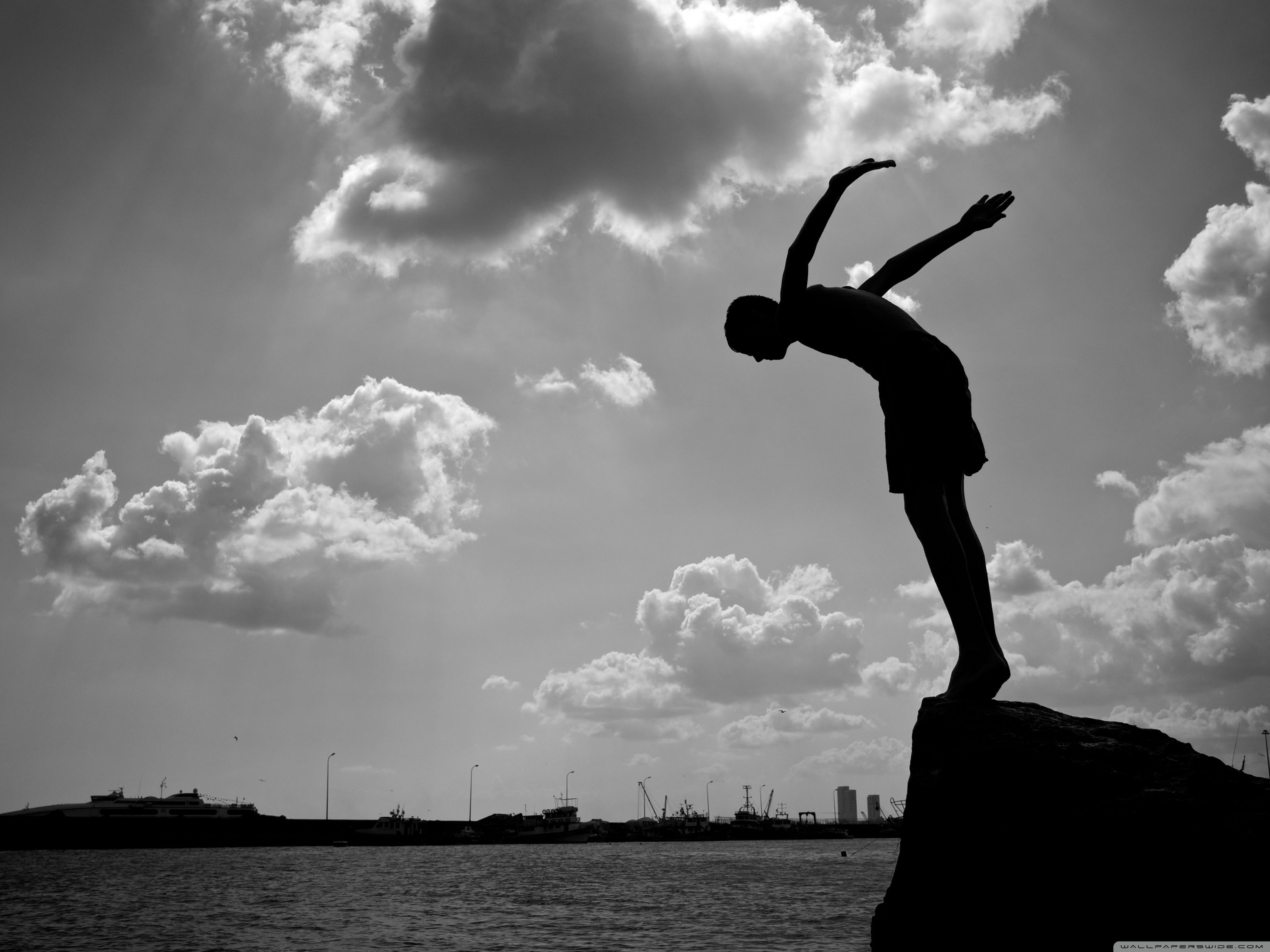 Jumping In Water Silhouette Ultra HD Desktop Background Wallpaper