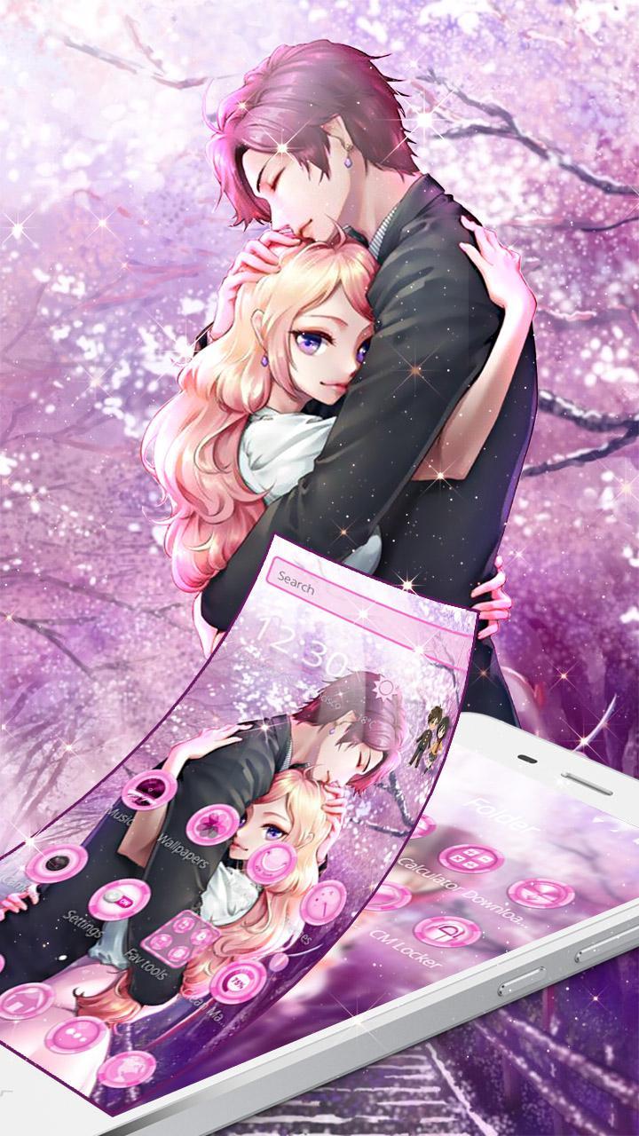 Lovely Anime Couple Theme for Android