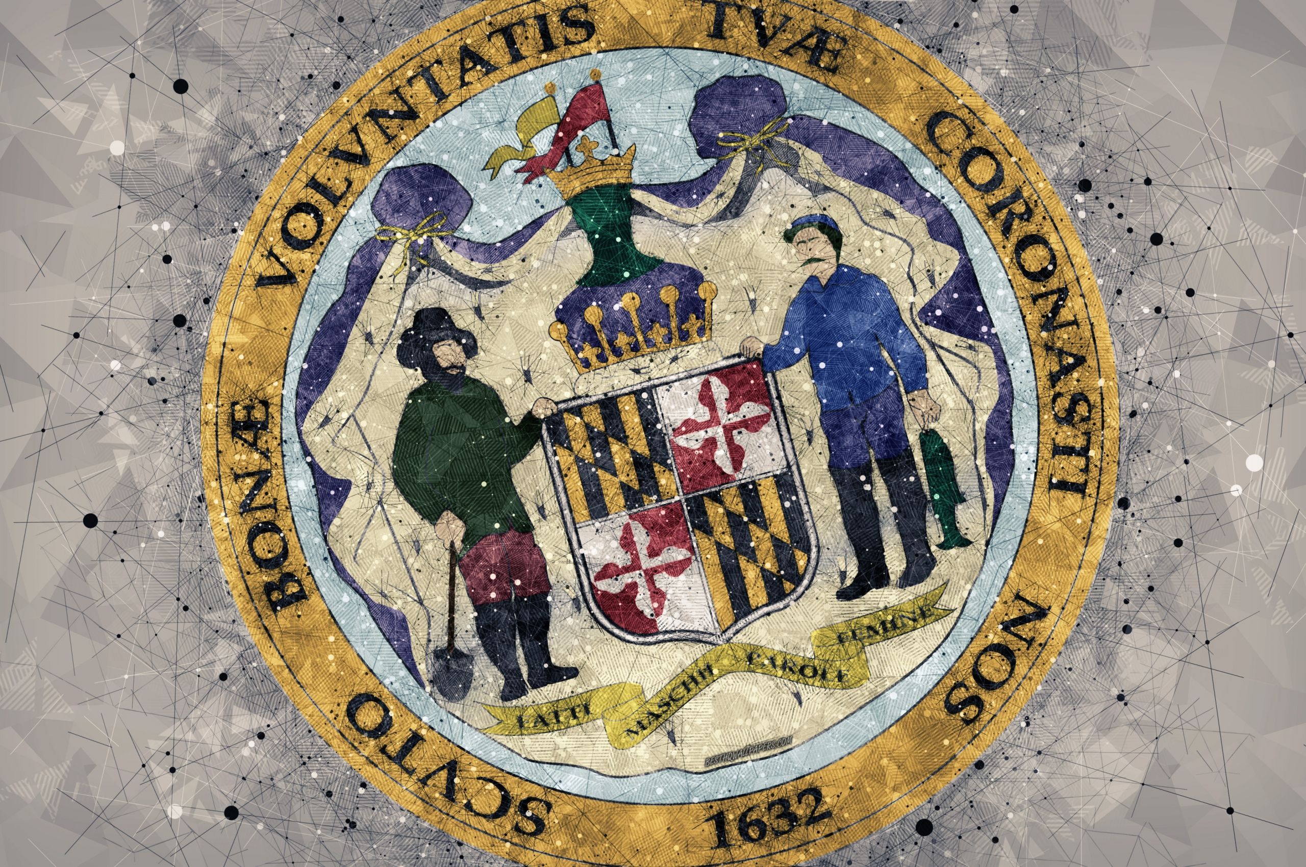 Free download Download wallpaper Seal of Maryland 4k emblem