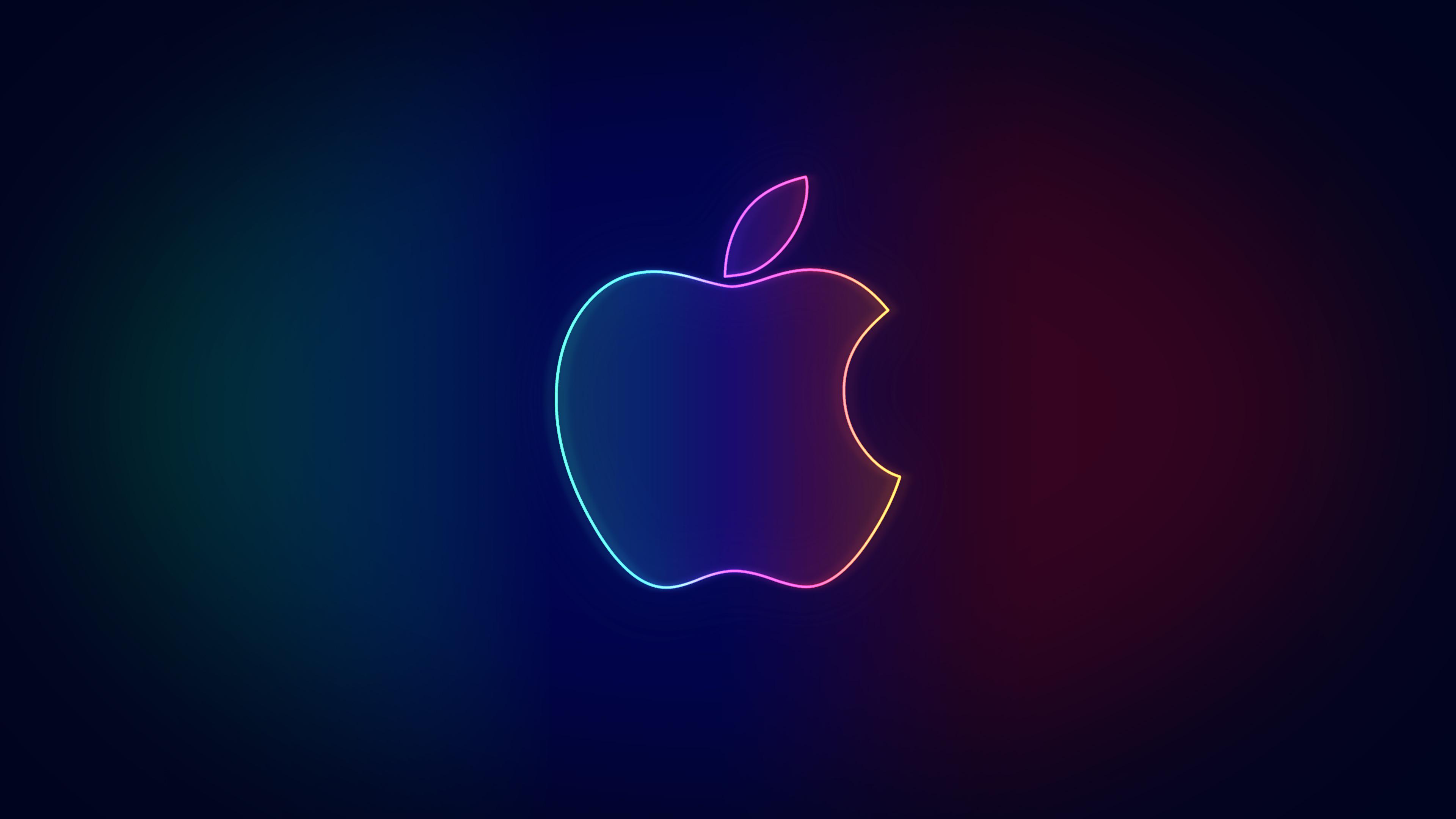 Neon Apple Logo 4K wallpaper