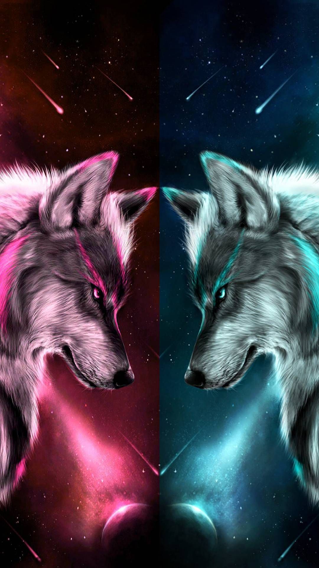 Red And Blue Wolf