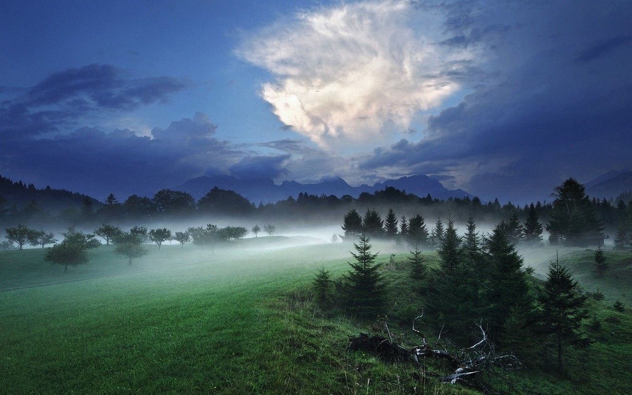mist, Sky, Evening, Trees, Germany, Nature, Landscape, Clouds