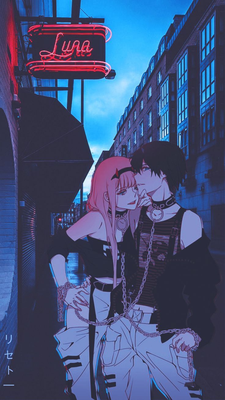 Zero Two & Hiro Wallpaper. Animasi, Karakter animasi, dan Seni gelap