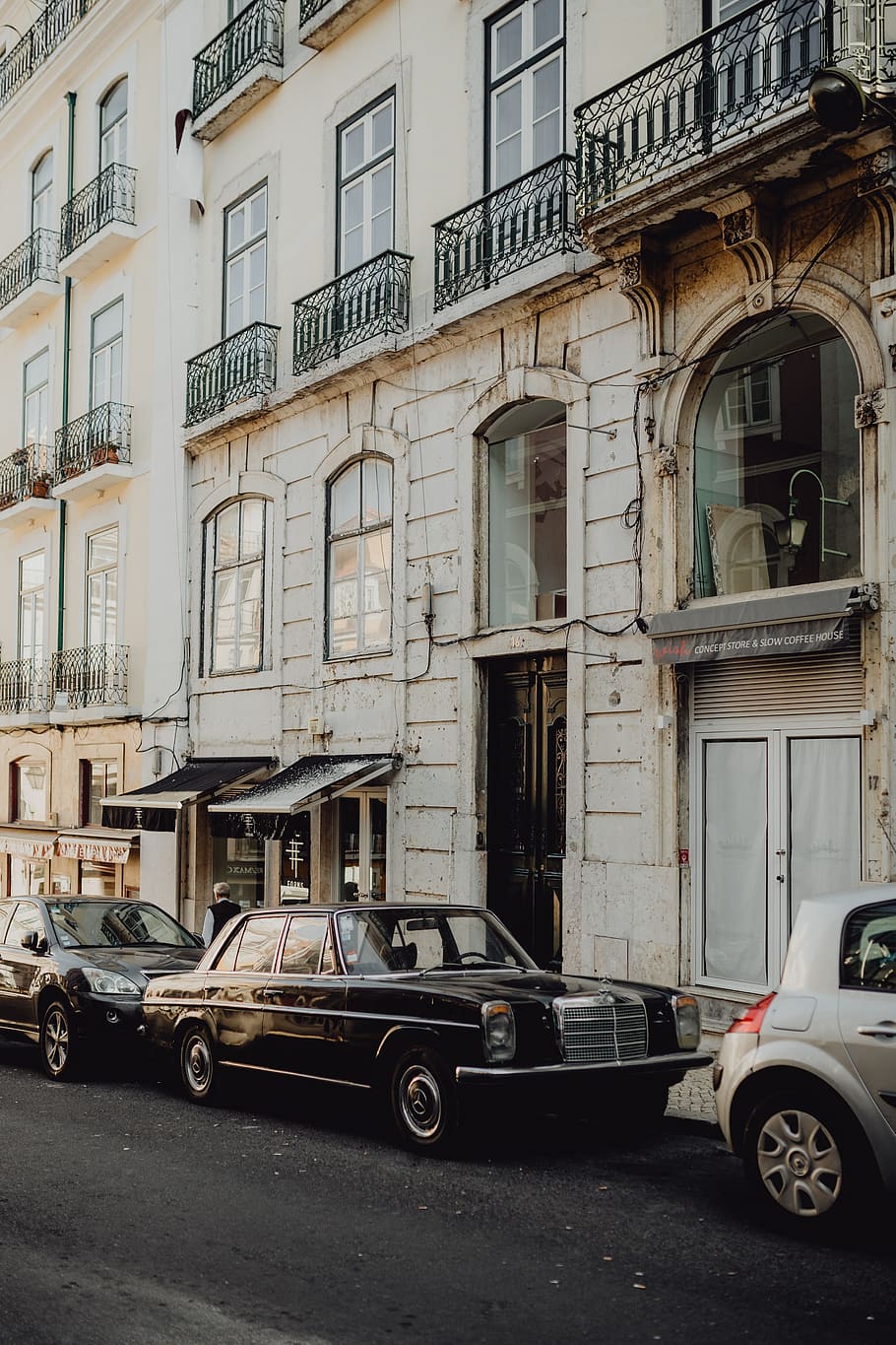 HD wallpaper: An old Mercedes Benz parked in the street, Lisbon