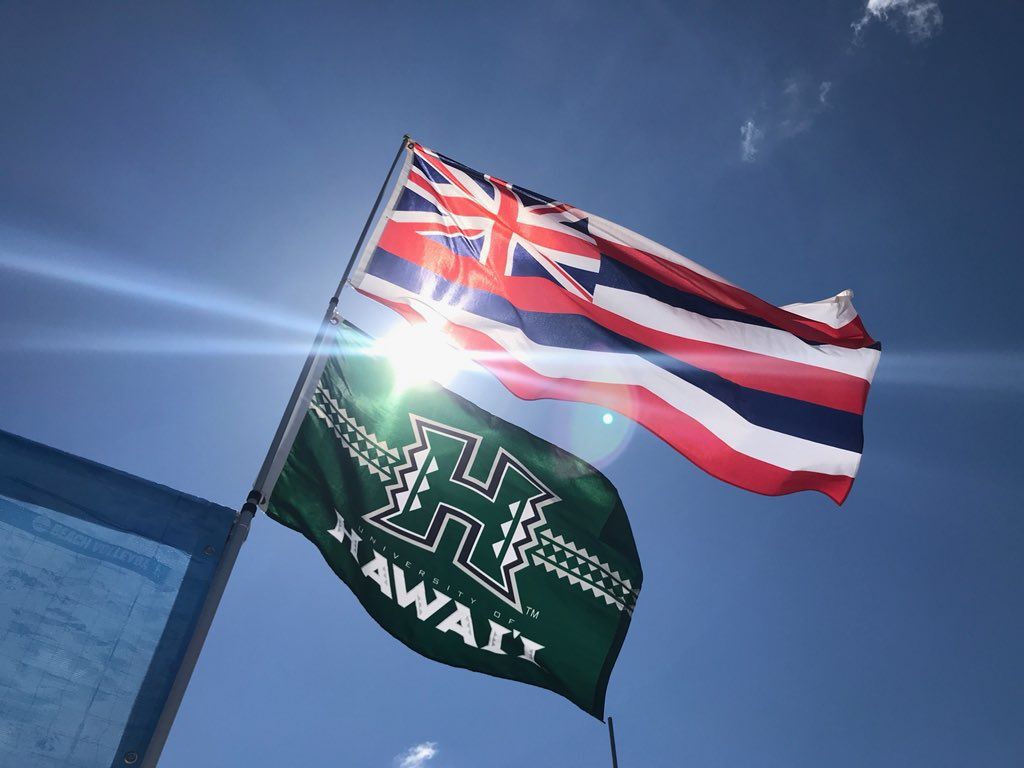 Hawaii Beach Volleyball flags are flying high